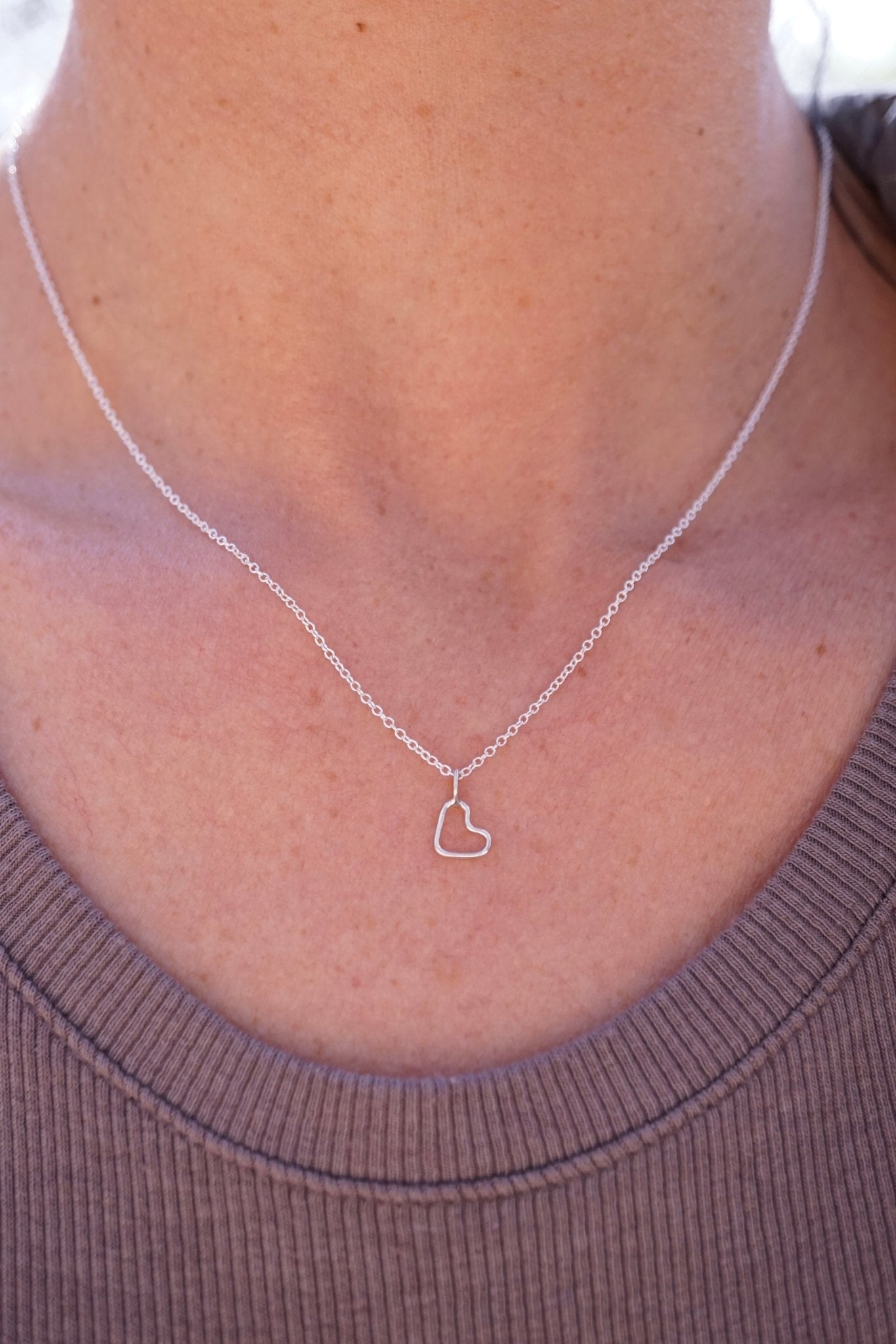 tiny heart necklace in sterling silver - Lumenrose