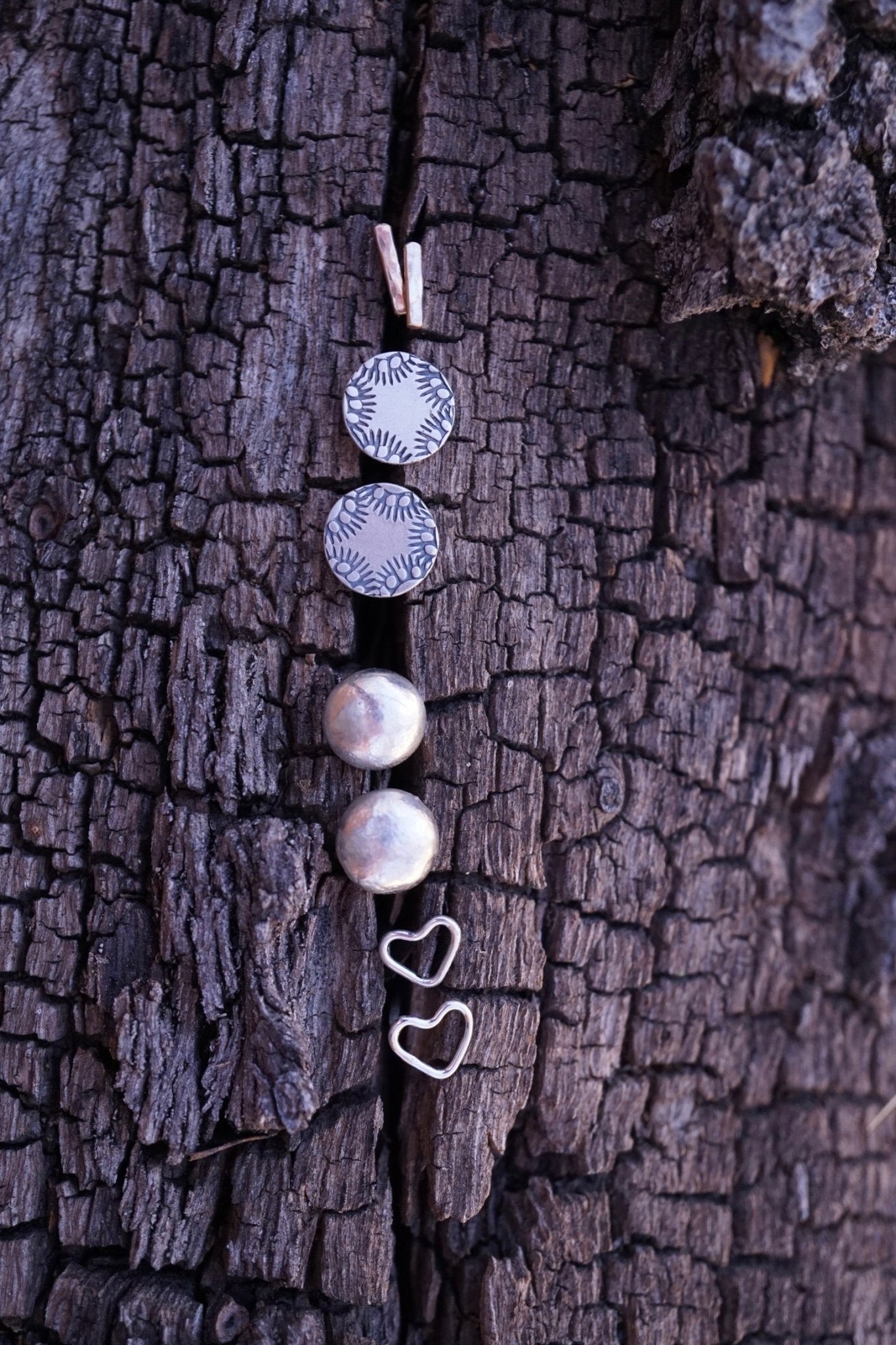 tiny silver heart studs - Lumenrose