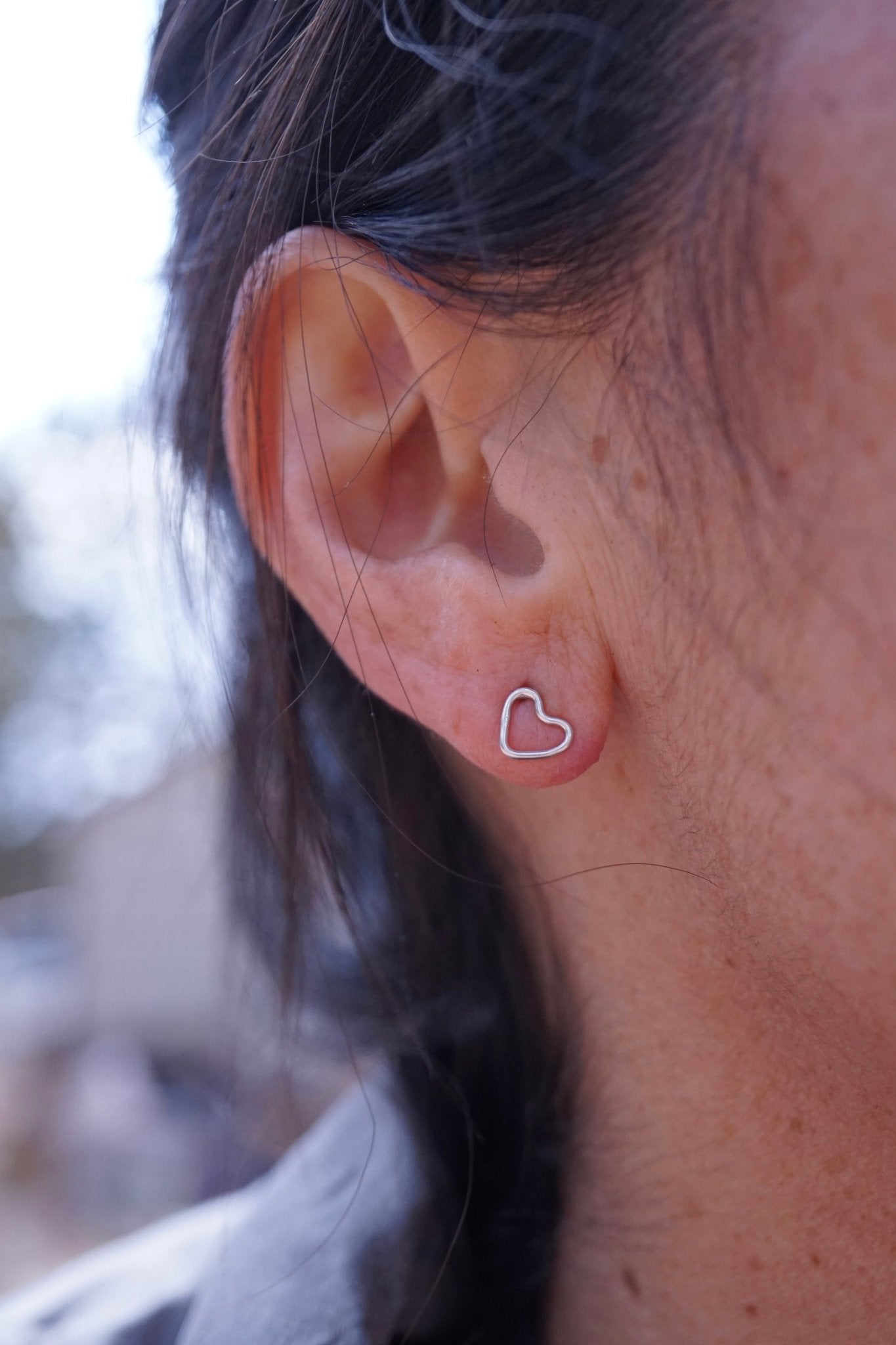 tiny silver heart studs - Lumenrose