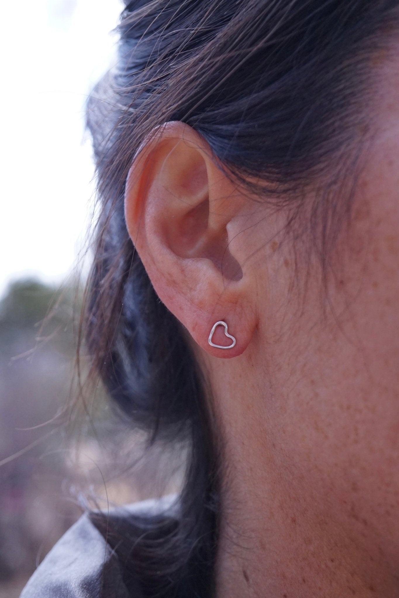 tiny silver heart studs - Lumenrose