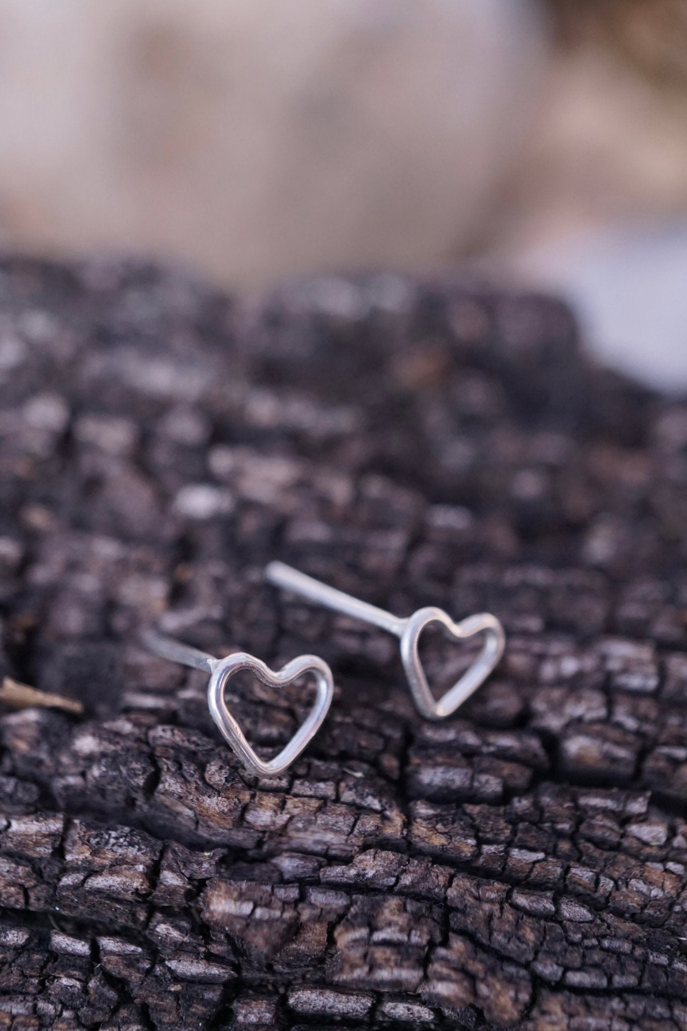 tiny silver heart studs - Lumenrose