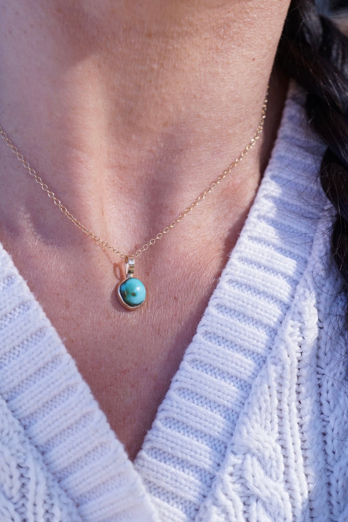 14k GOLD + cheyenne turquoise pendant (no chain) - Lumenrose