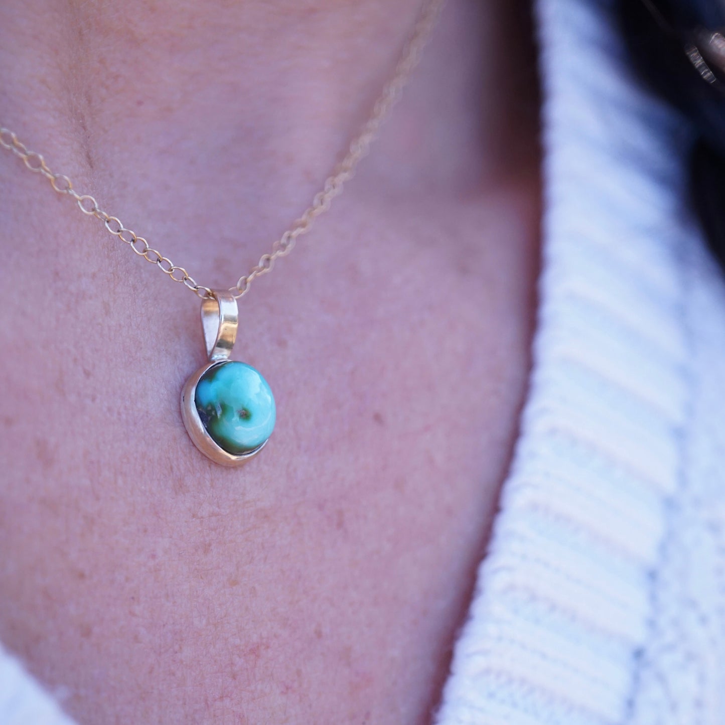 14k GOLD + cheyenne turquoise pendant (no chain) - Lumenrose