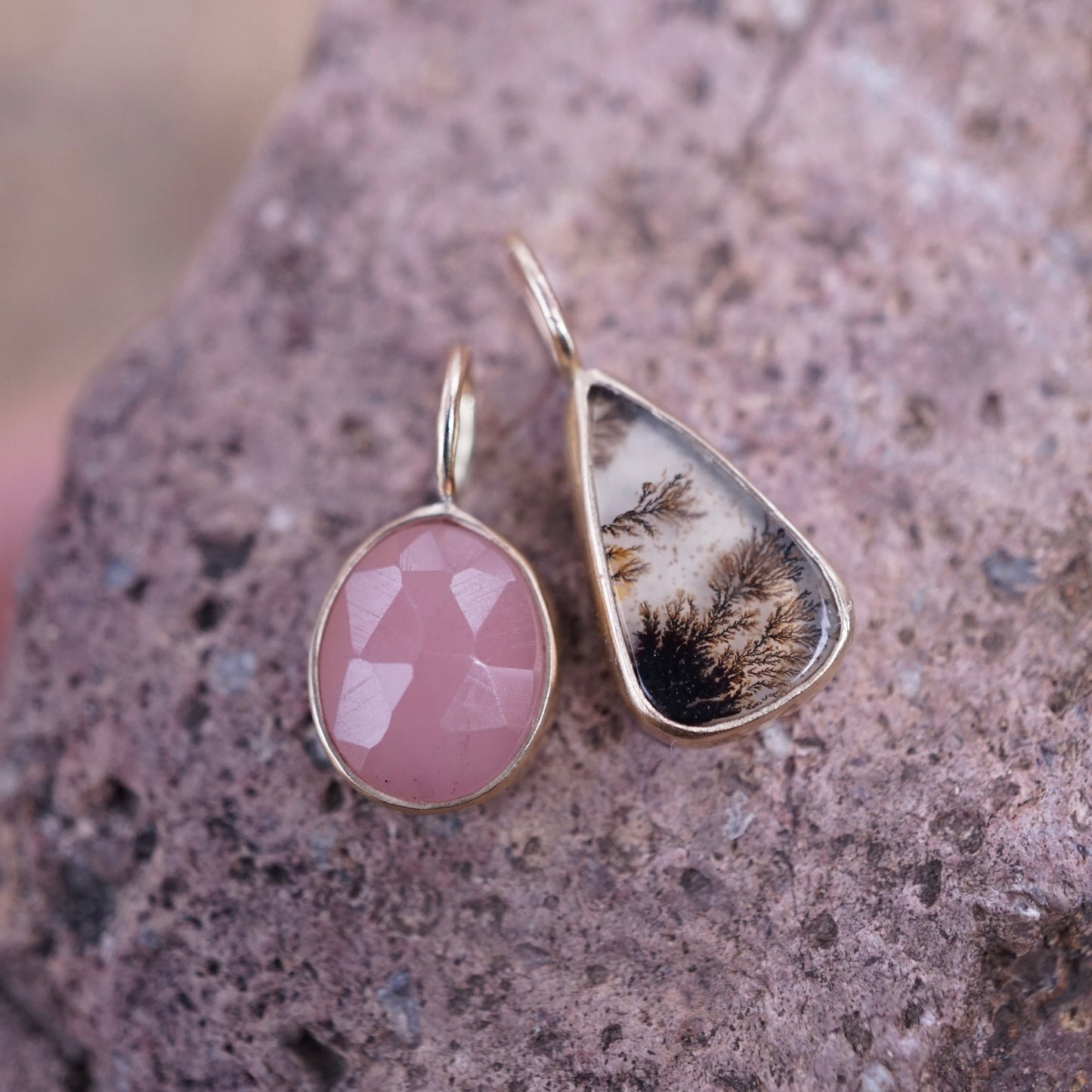 14k GOLD + guava quartz pendant (no chain) - Lumenrose