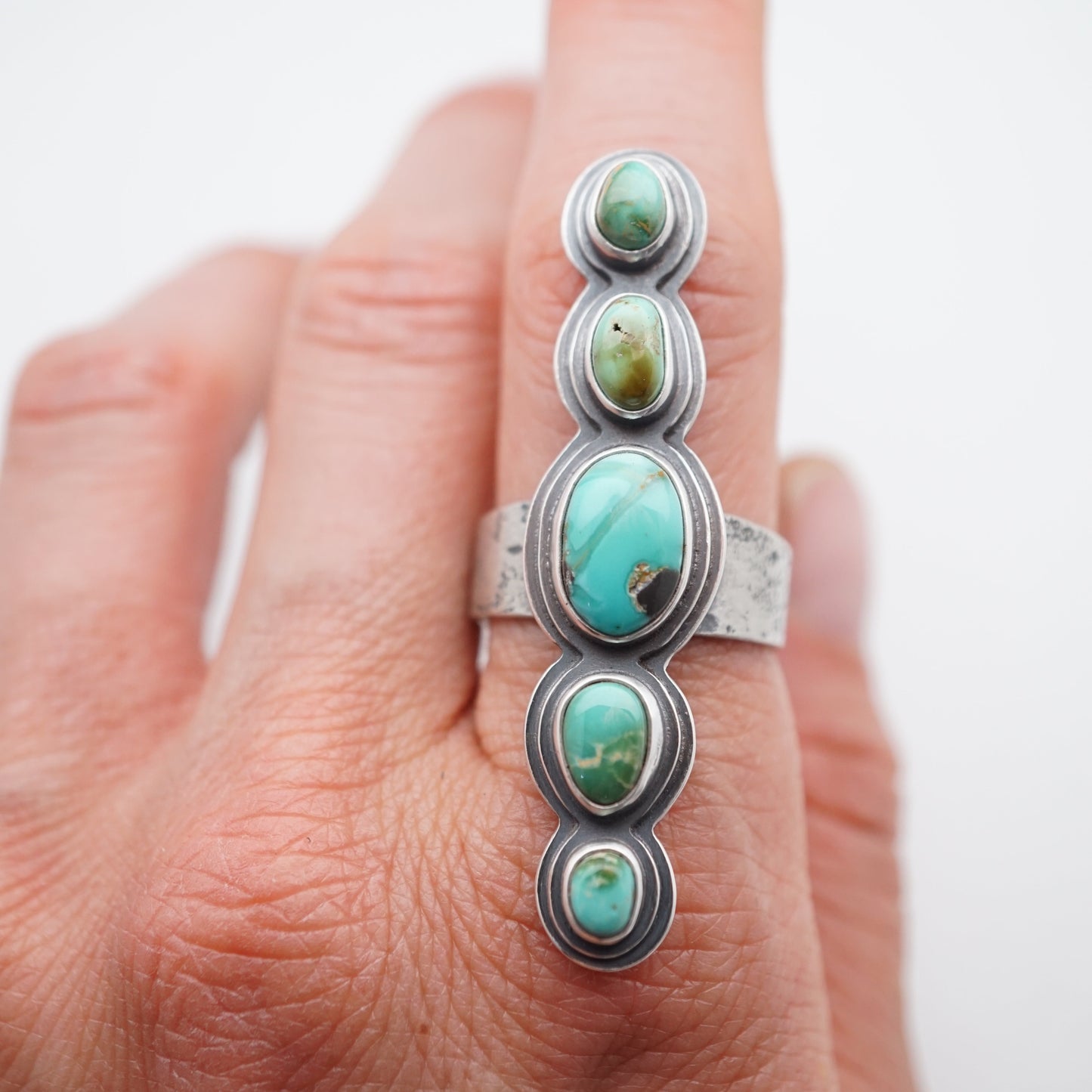 5-stone royston turquoise ring - size 9 - Lumenrose
