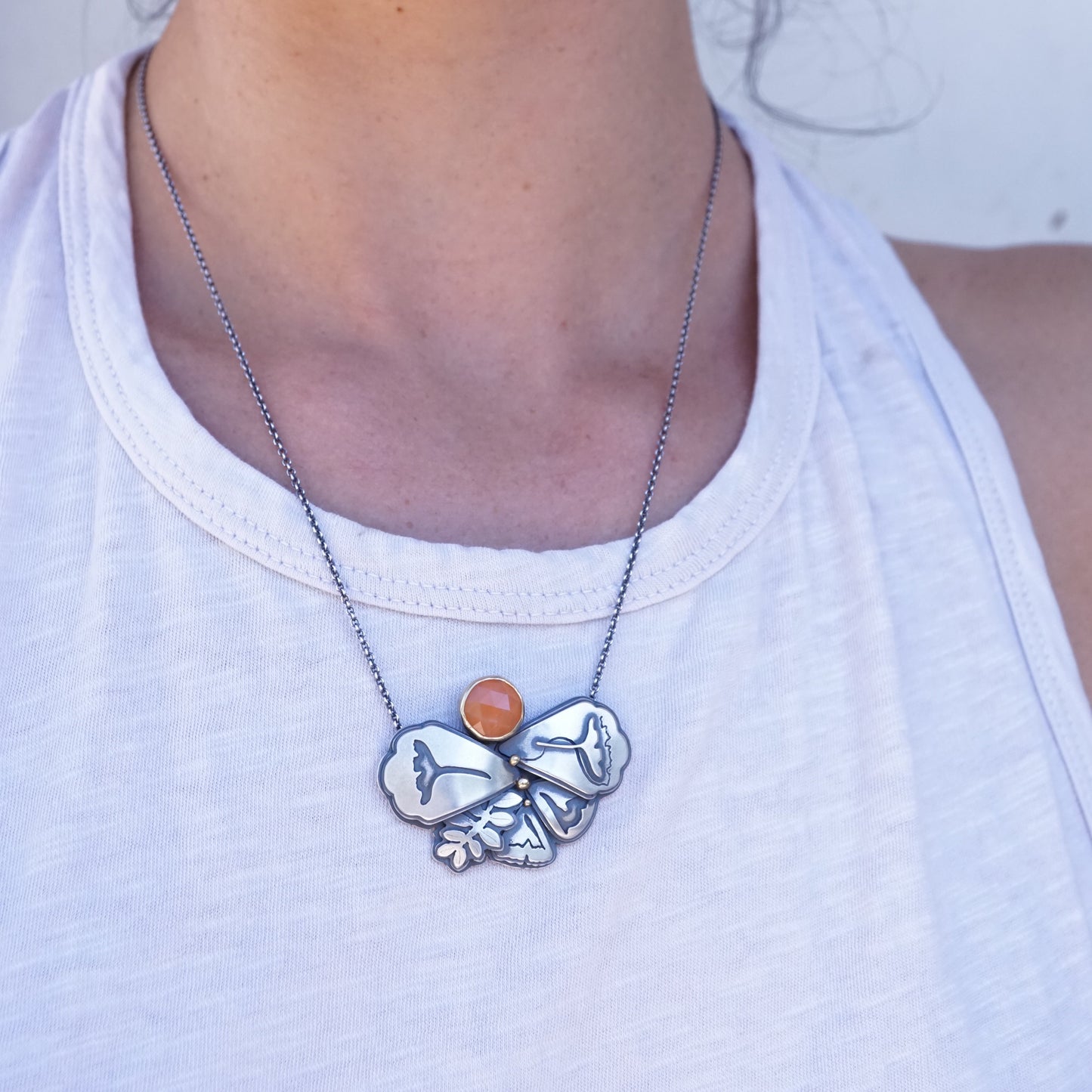 arizona poppy necklace with carnelian + 18k gold with adjustable chain - Lumenrose