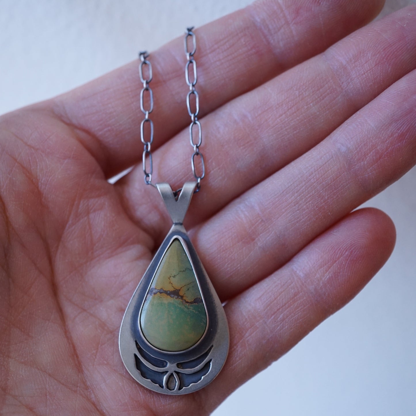 bamboo mountain turquoise teardrop necklace - Lumenrose