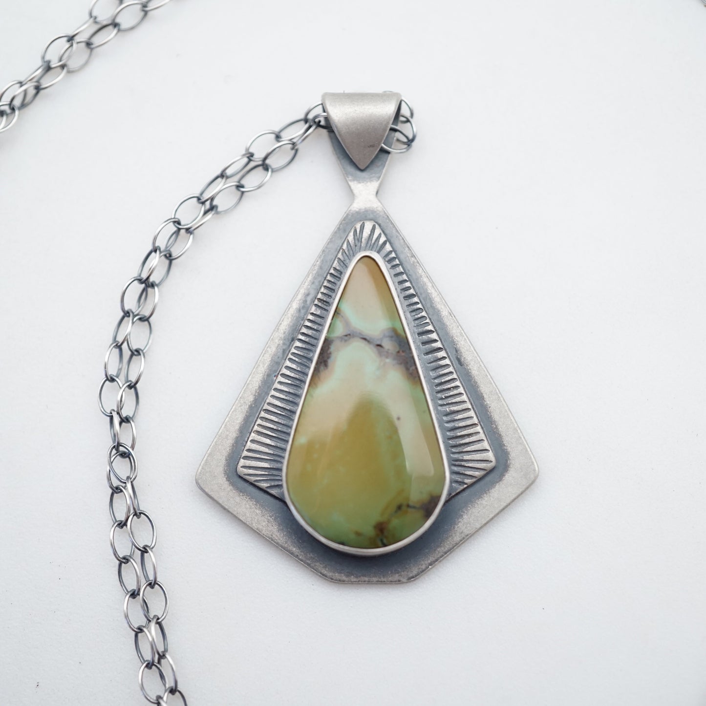 bamboo mountain turquoise teardrop/triangle necklace - Lumenrose