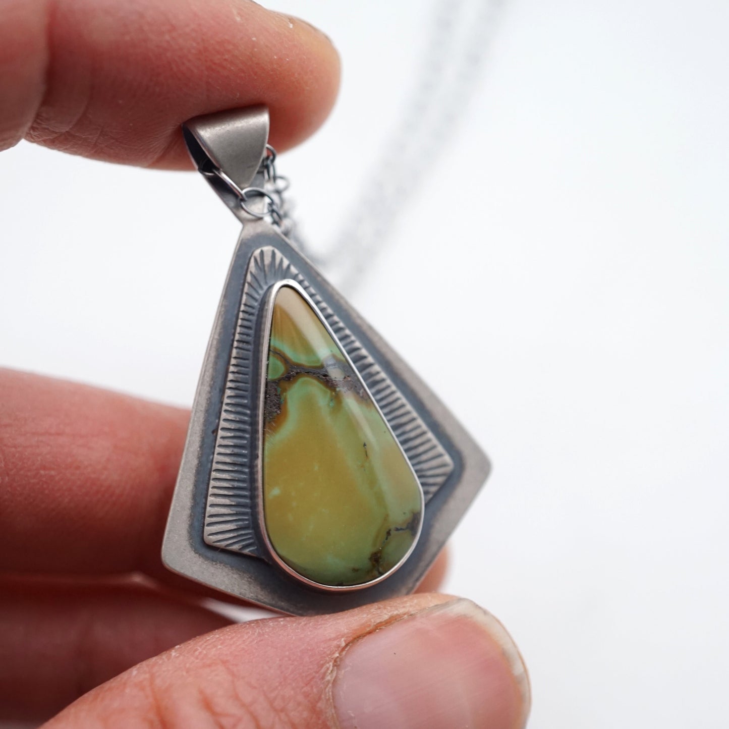 bamboo mountain turquoise teardrop/triangle necklace - Lumenrose