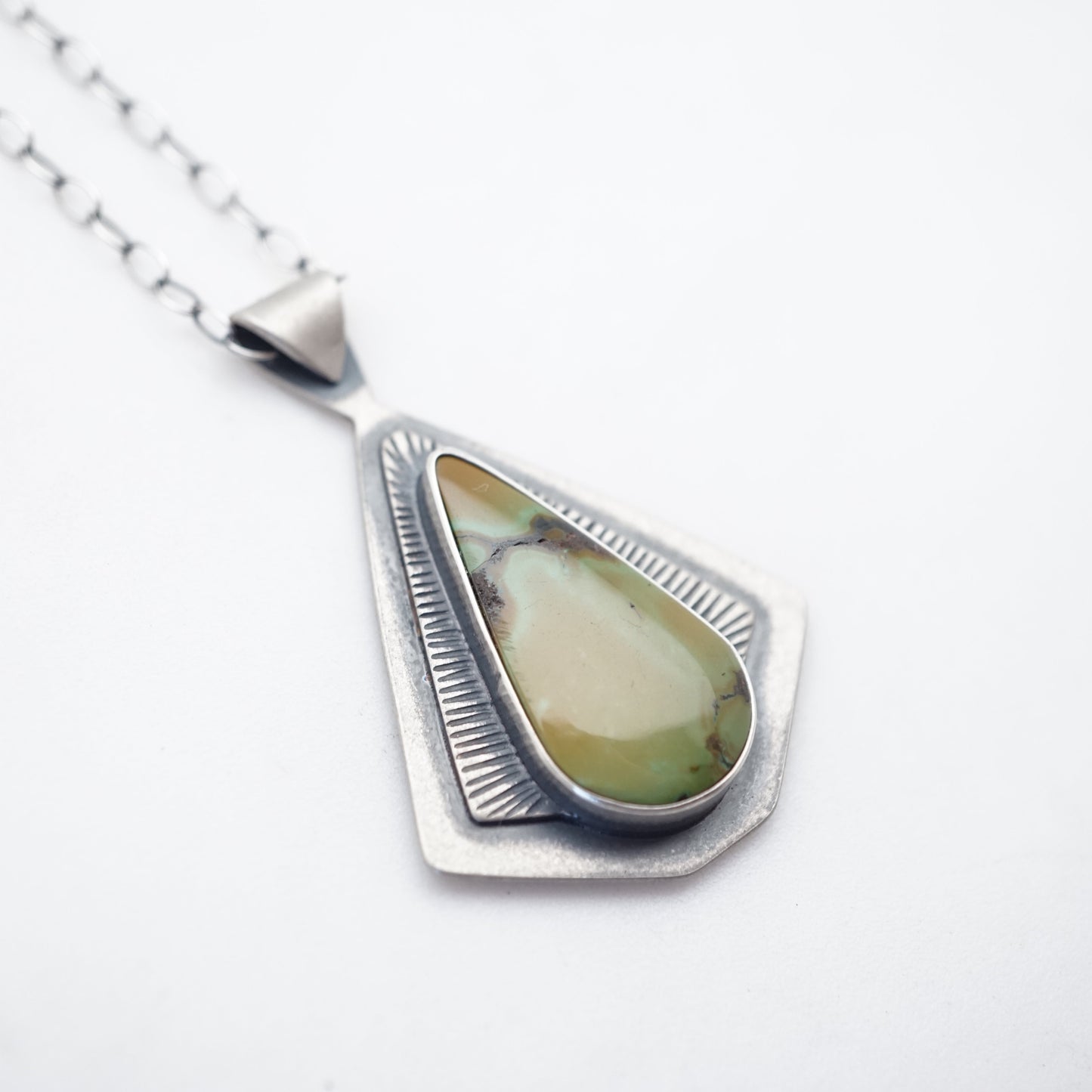 bamboo mountain turquoise teardrop/triangle necklace - Lumenrose
