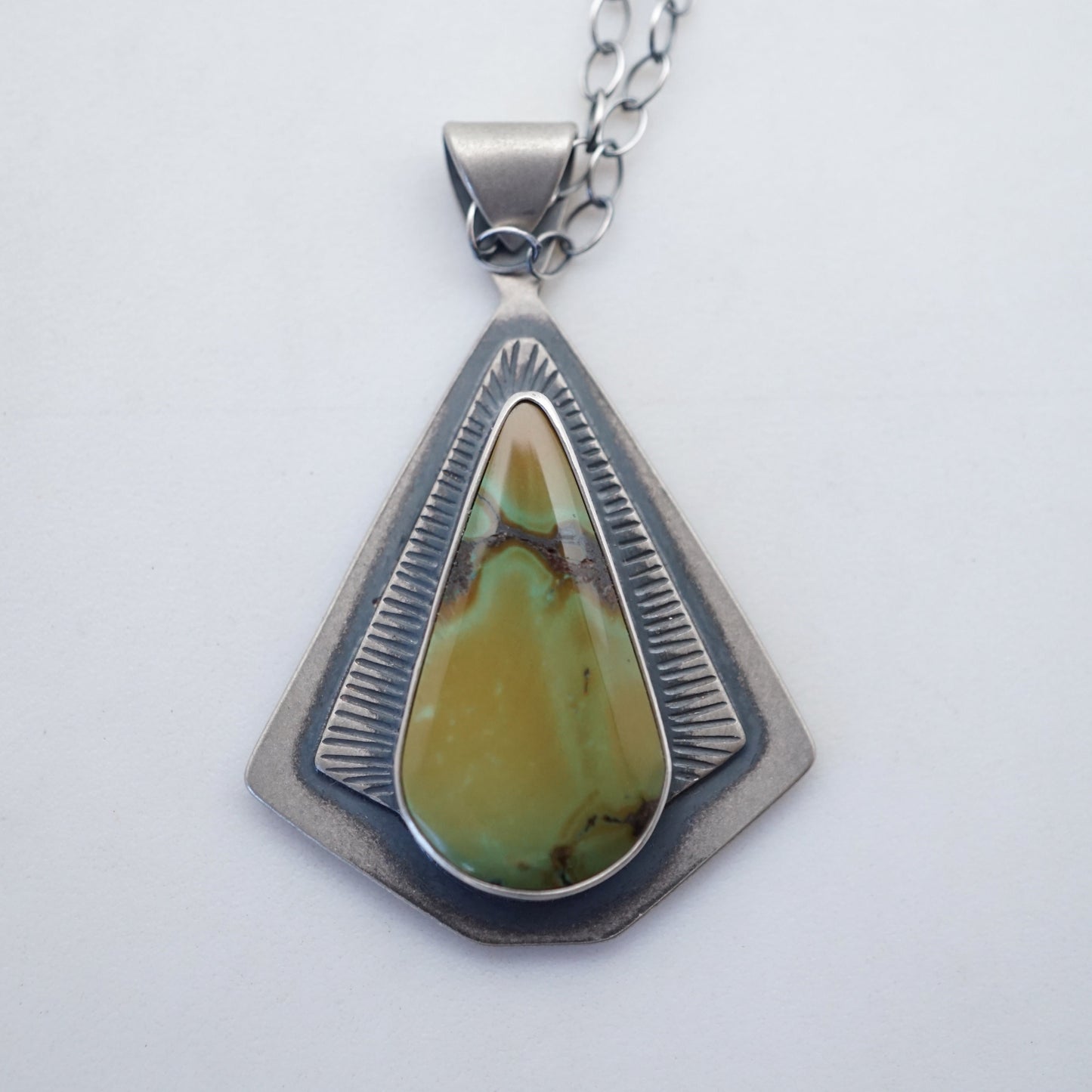 bamboo mountain turquoise teardrop/triangle necklace - Lumenrose