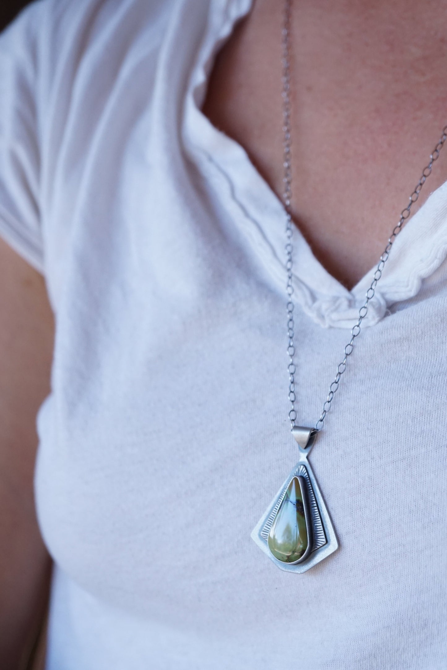 bamboo mountain turquoise teardrop/triangle necklace - Lumenrose