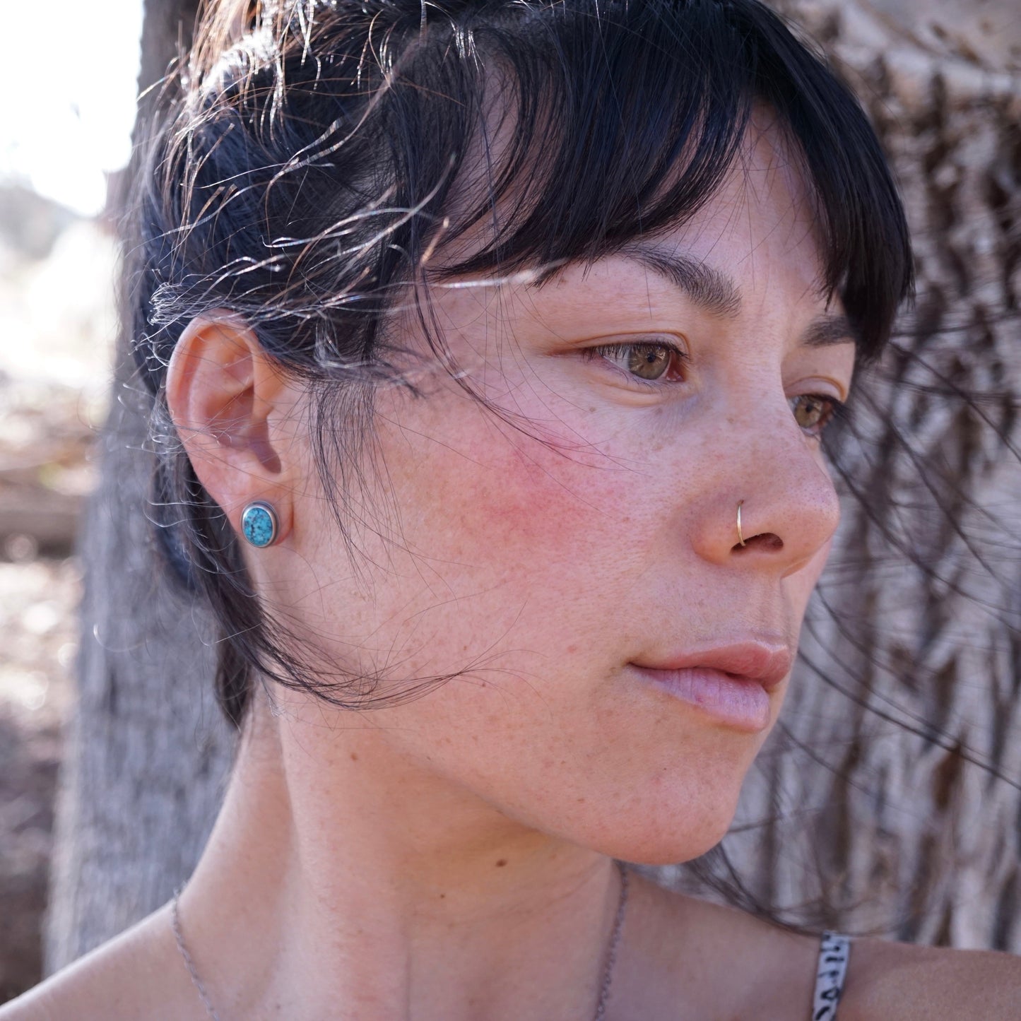 blackweb kingman turquoise studs - Lumenrose