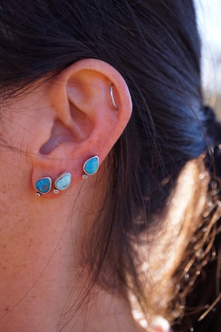 blue ridge turquoise teardrop studs - Lumenrose