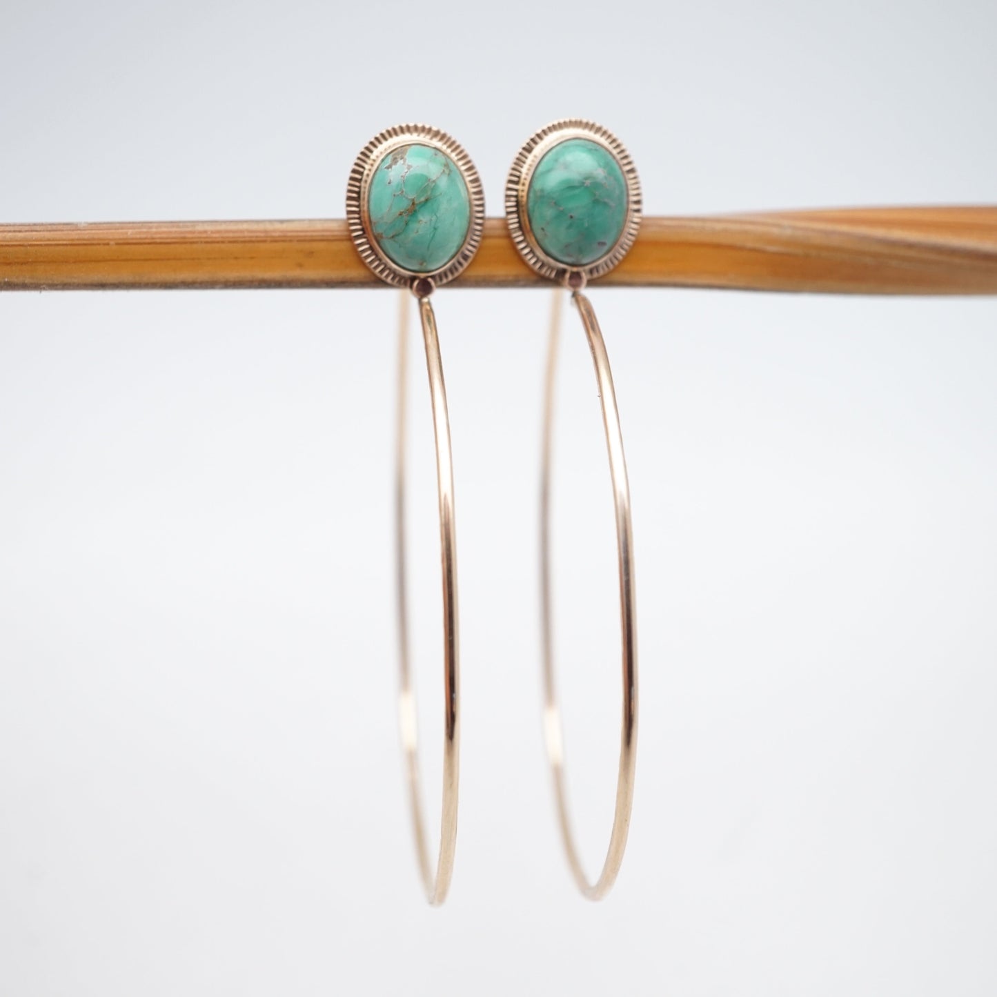 broken arrow variscite + 14k goldfill hoops - Lumenrose
