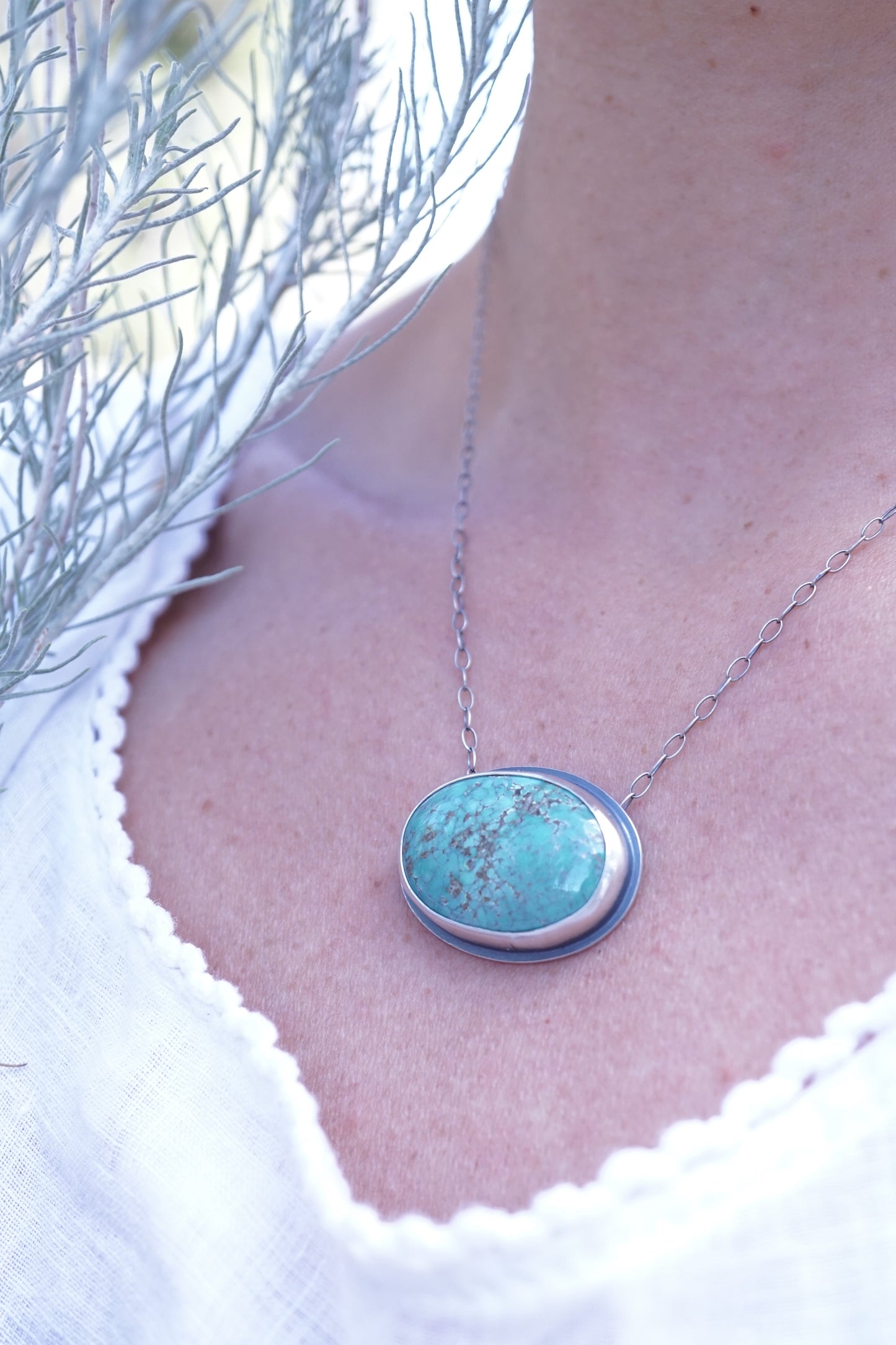 broken arrow variscite oval necklace - Lumenrose