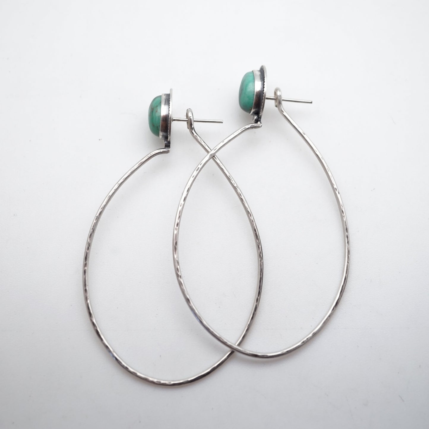 broken arrow variscite + silver hoops - Lumenrose