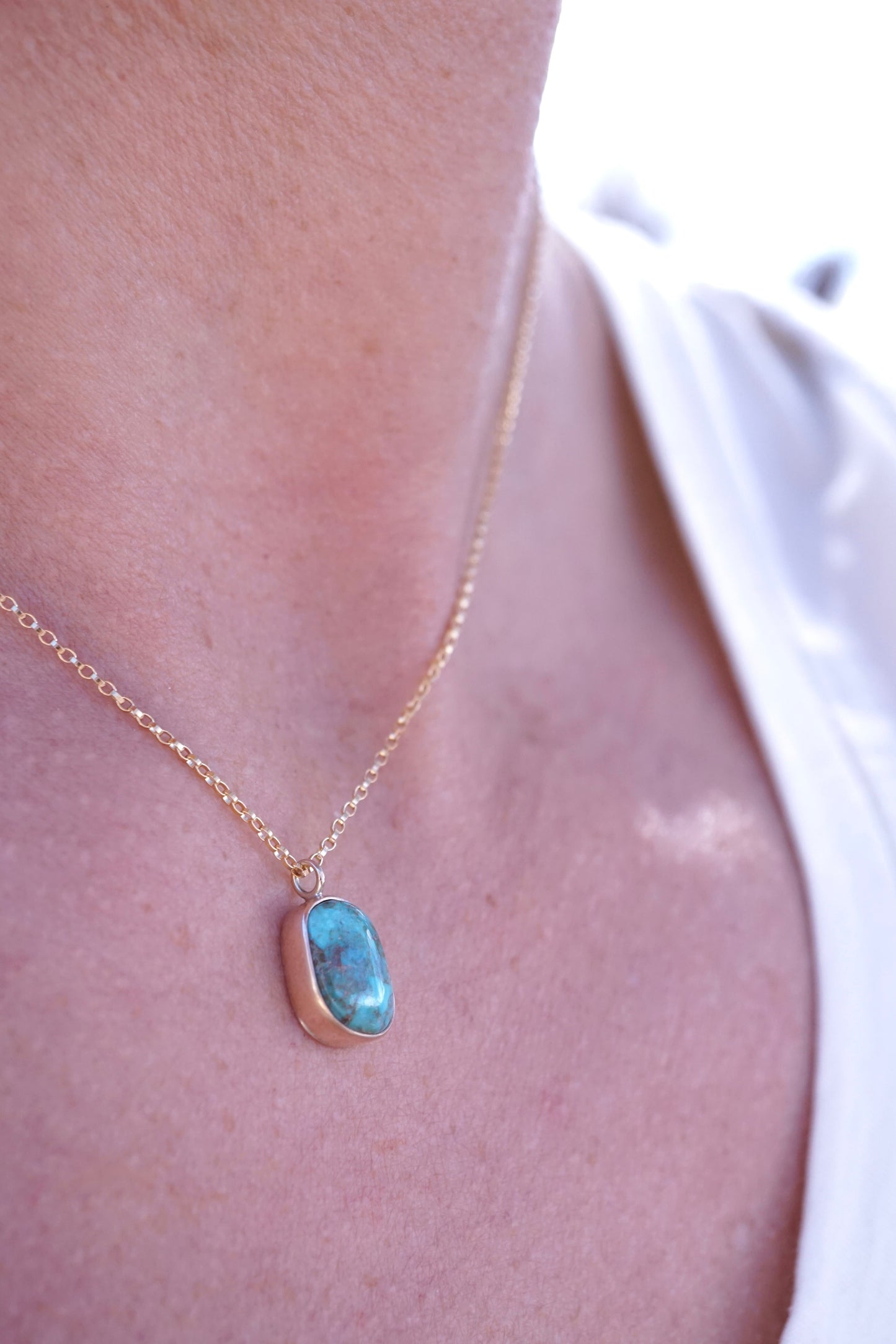 candelaria turquoise necklace in 14k goldfill and a touch of sterling - Lumenrose