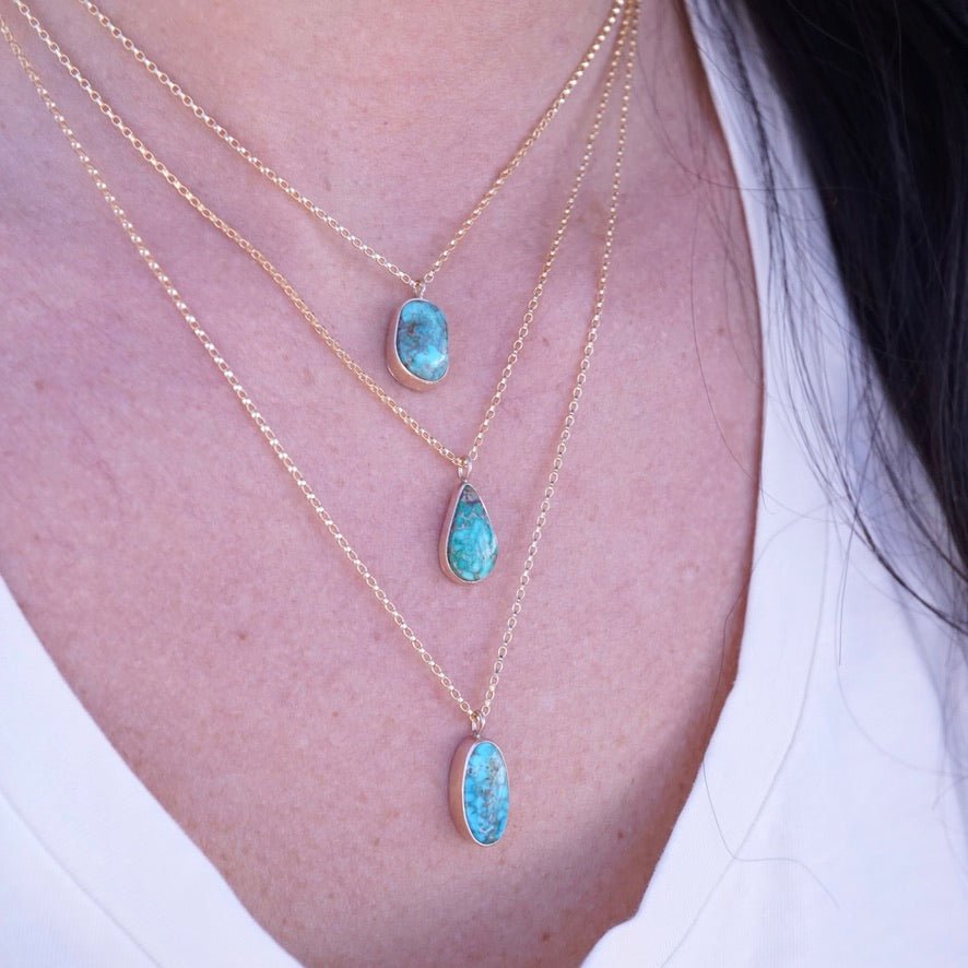 candelaria turquoise necklace in 14k goldfill and a touch of sterling - Lumenrose