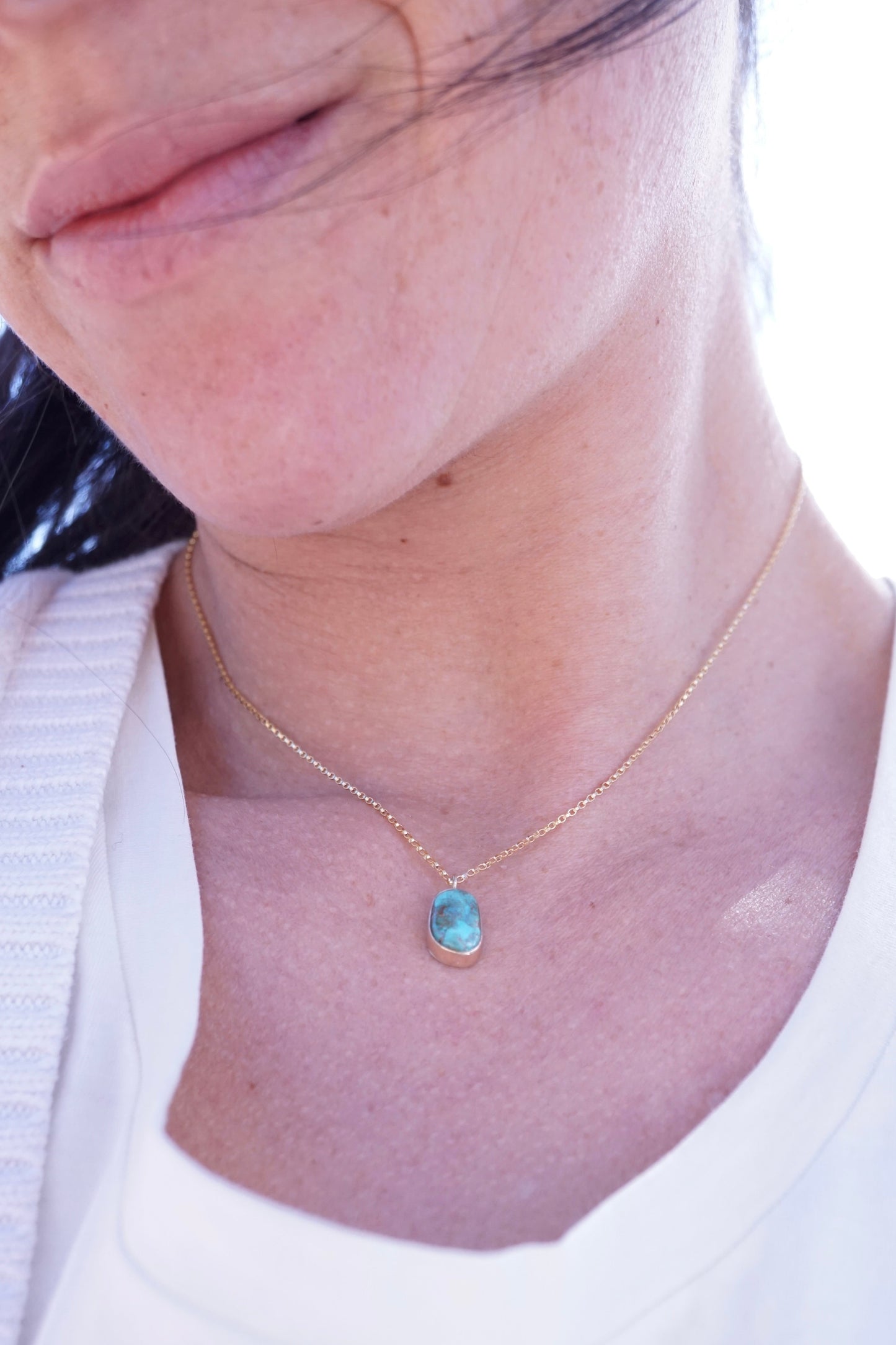 candelaria turquoise necklace in 14k goldfill and a touch of sterling - Lumenrose