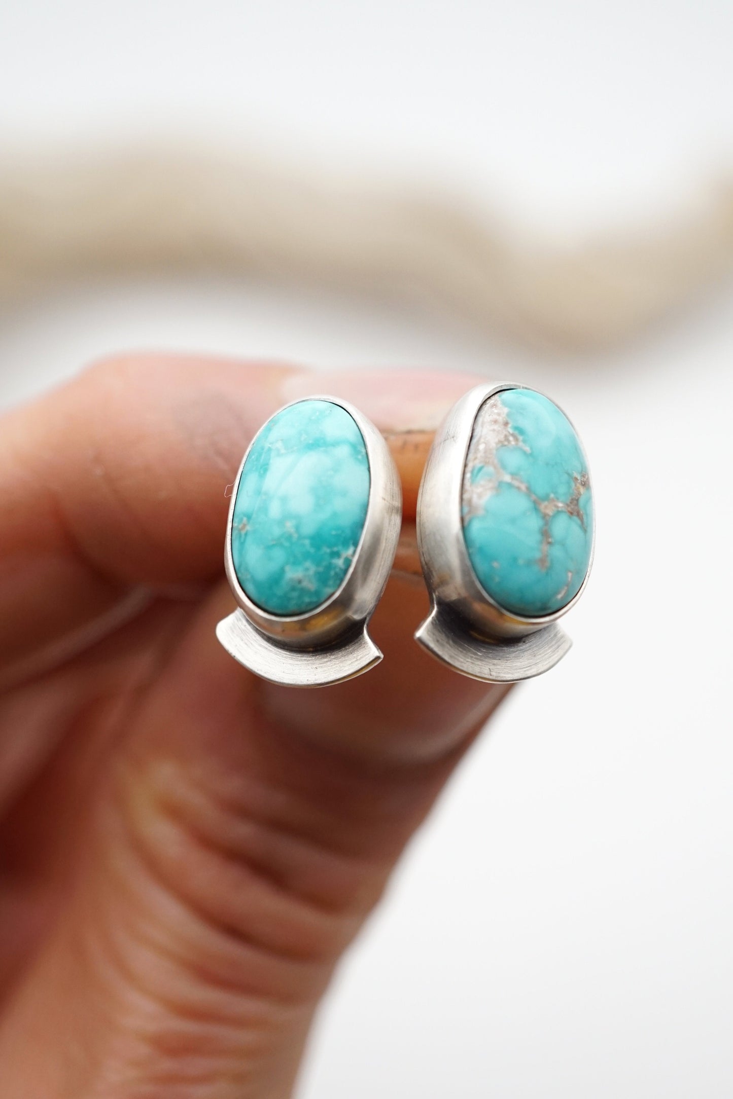 carico lake turquoise fan studs - Lumenrose