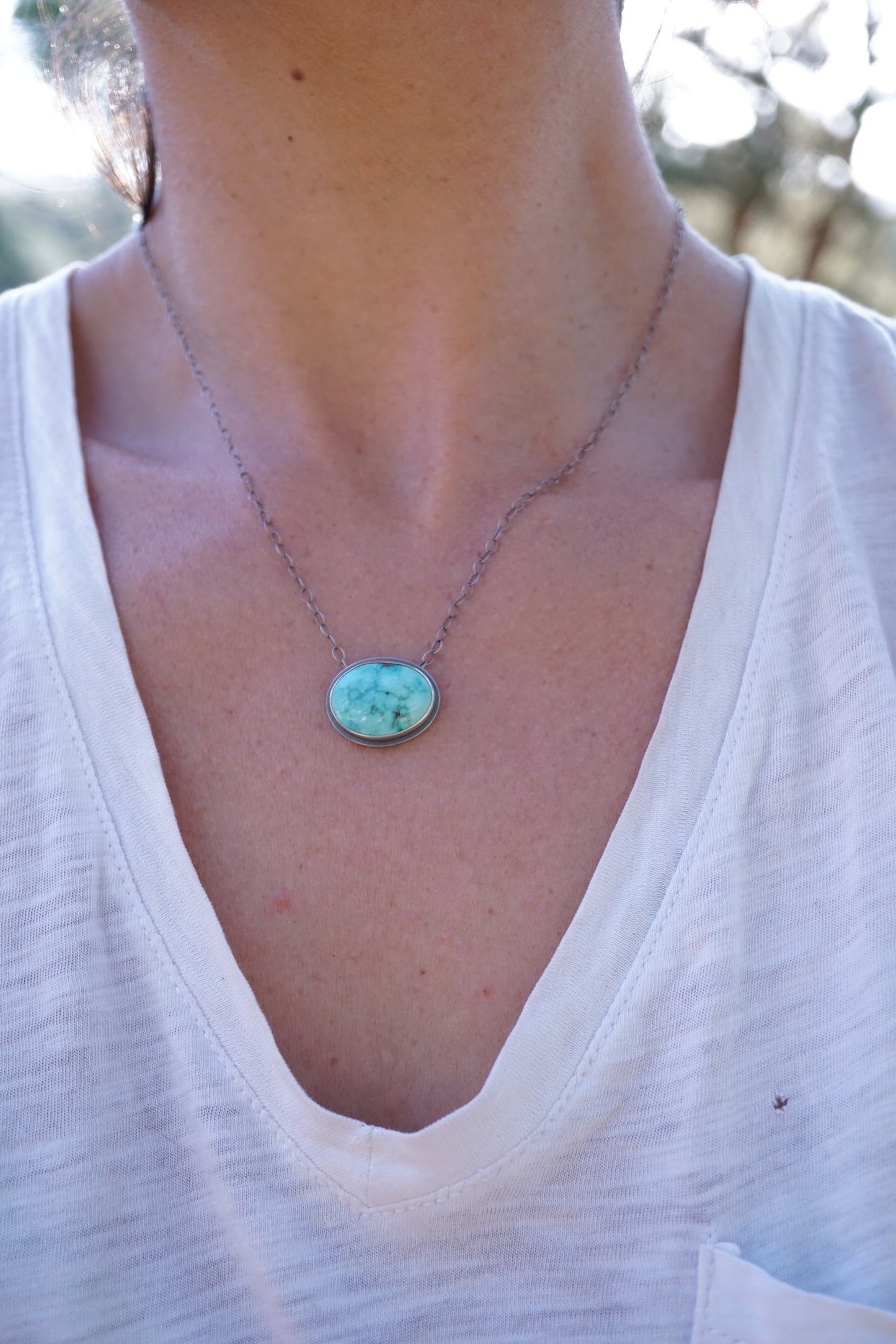 carico lake turquoise oval necklace #1 - Lumenrose