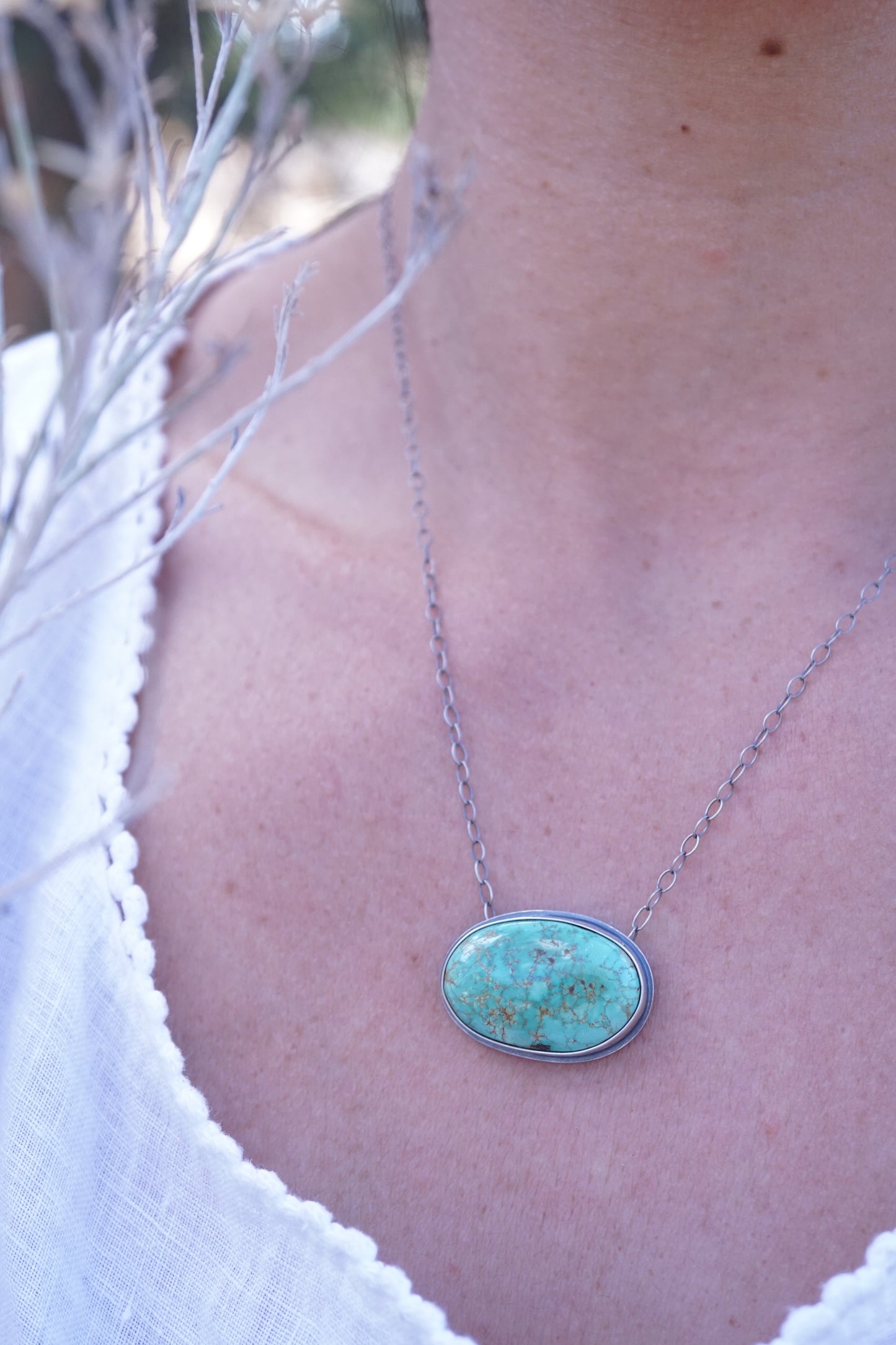 carico lake turquoise oval necklace - Lumenrose