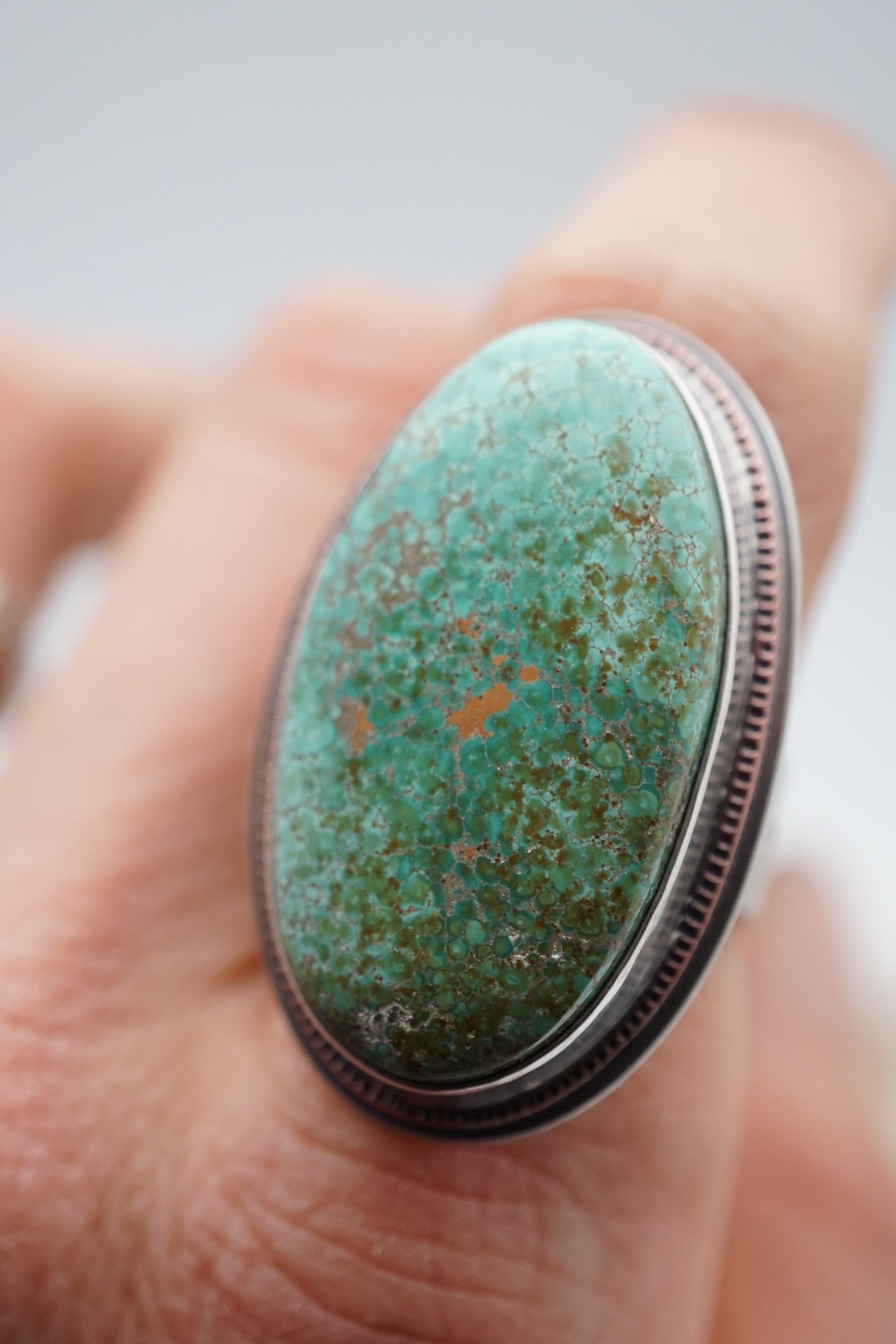 carico lake turquoise statement ring with copper accents- size 6.5/6.75 - Lumenrose