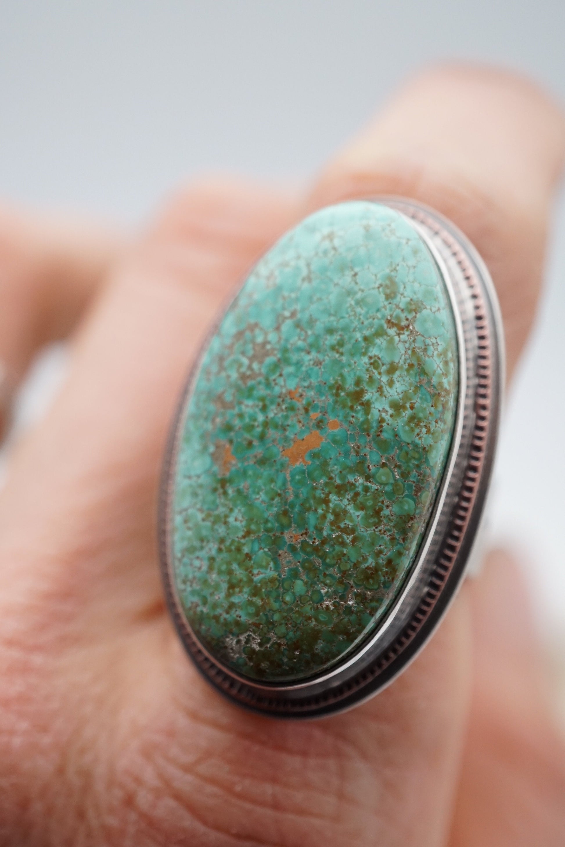 carico lake turquoise statement ring with copper accents- size 6.5/6.75 - Lumenrose