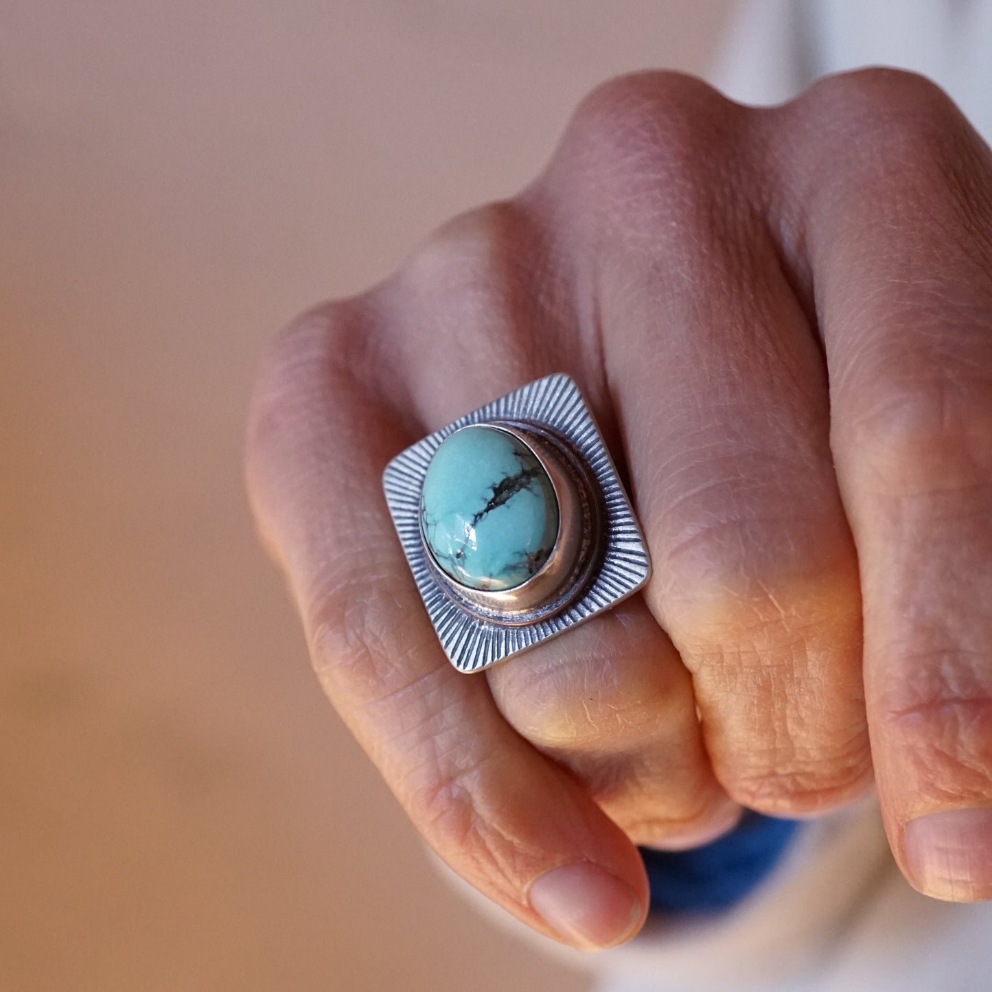cheyenne turquoise ring with copper accent - size 6 - Lumenrose