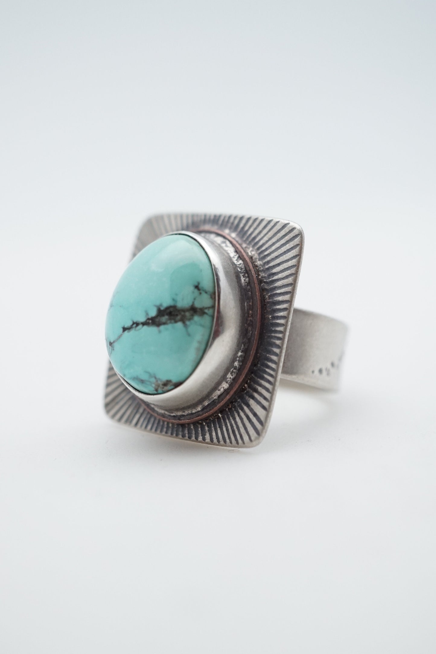 cheyenne turquoise ring with copper accent - size 6 - Lumenrose