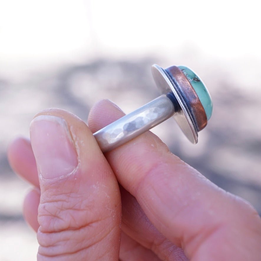 cheyenne turquoise ring with copper bezel - size 10 - Lumenrose