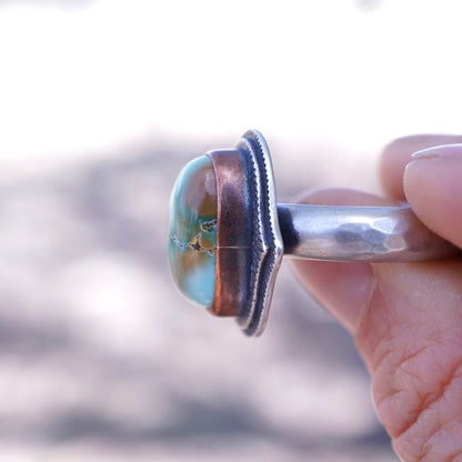 cheyenne turquoise ring with copper bezel - size 10 - Lumenrose