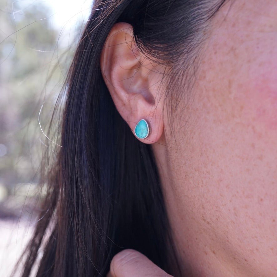 chilean turquoise teardrop studs - Lumenrose