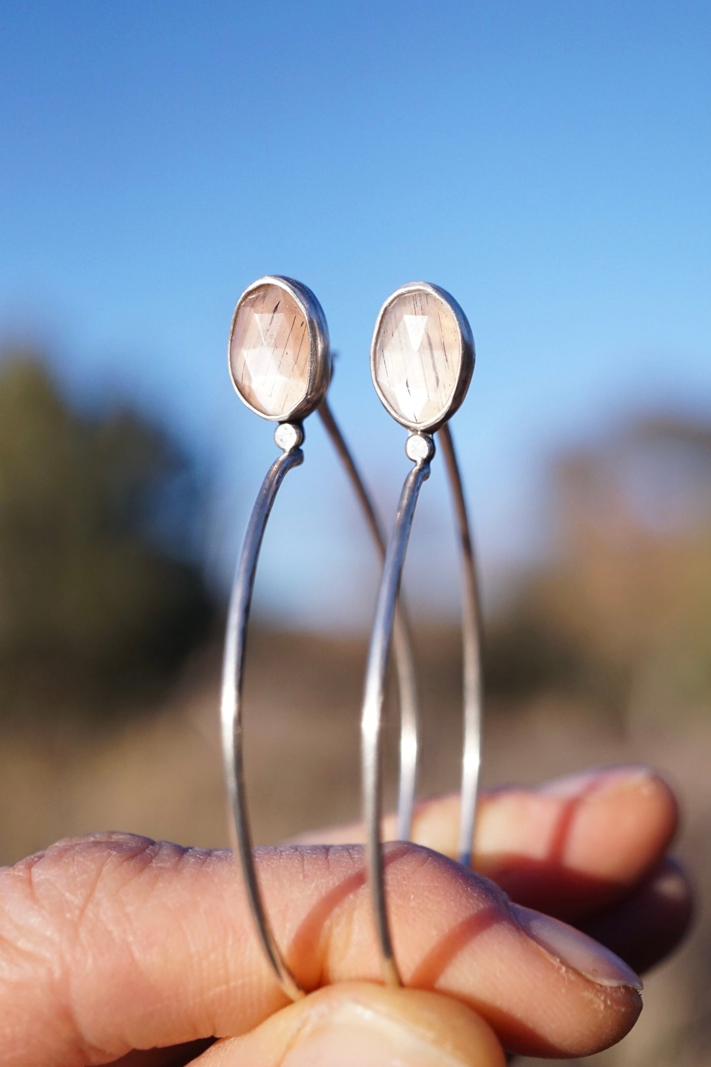 chocolate moonstone hoops - SMALL SIZE - Lumenrose