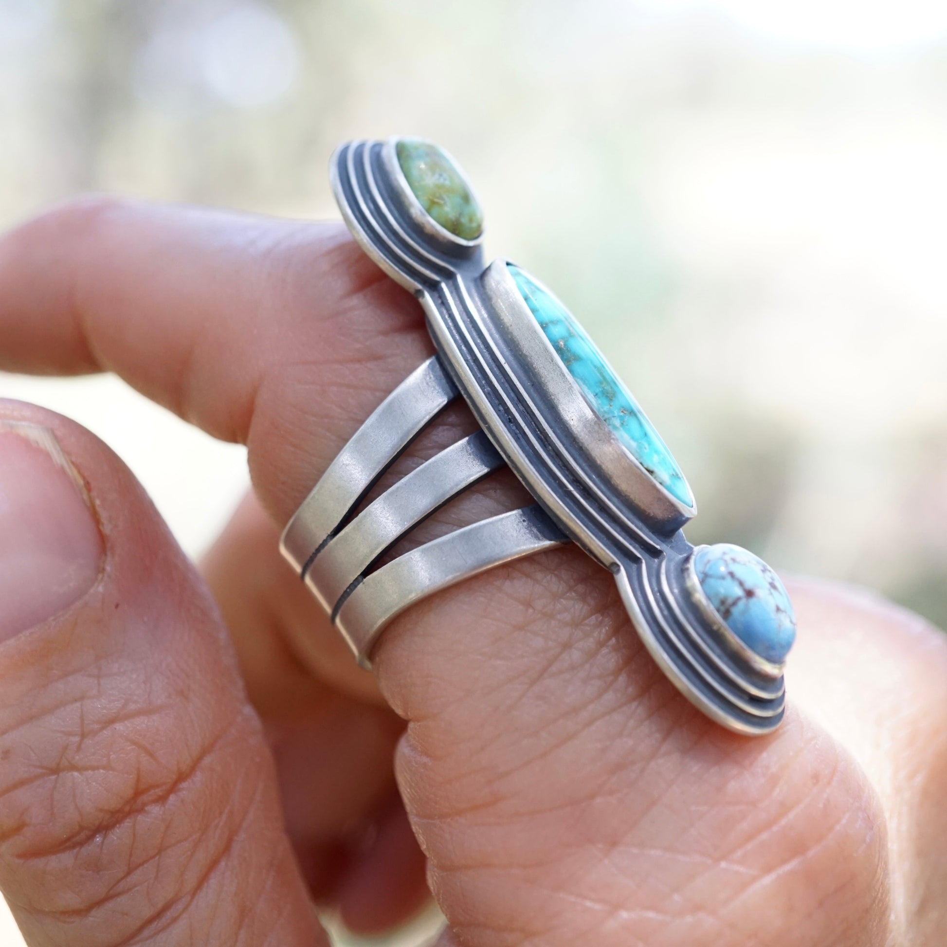colorful turquoise power ring - size 7.5/7.75 - Lumenrose