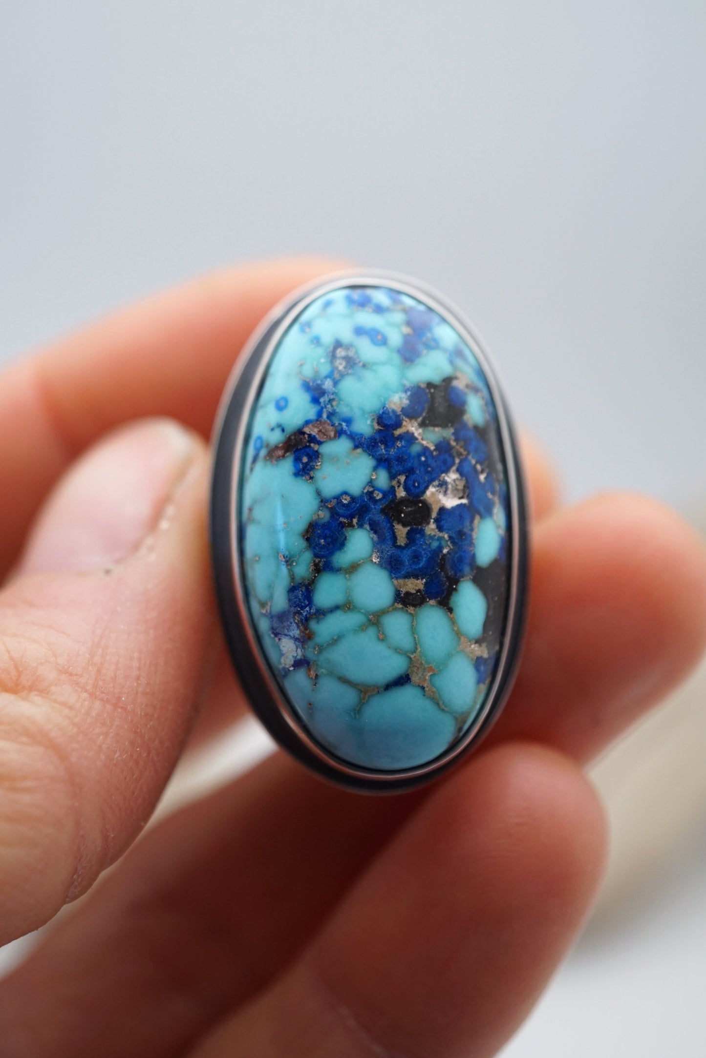 crazy kingman turquoise statement ring - size 7.75 - Lumenrose