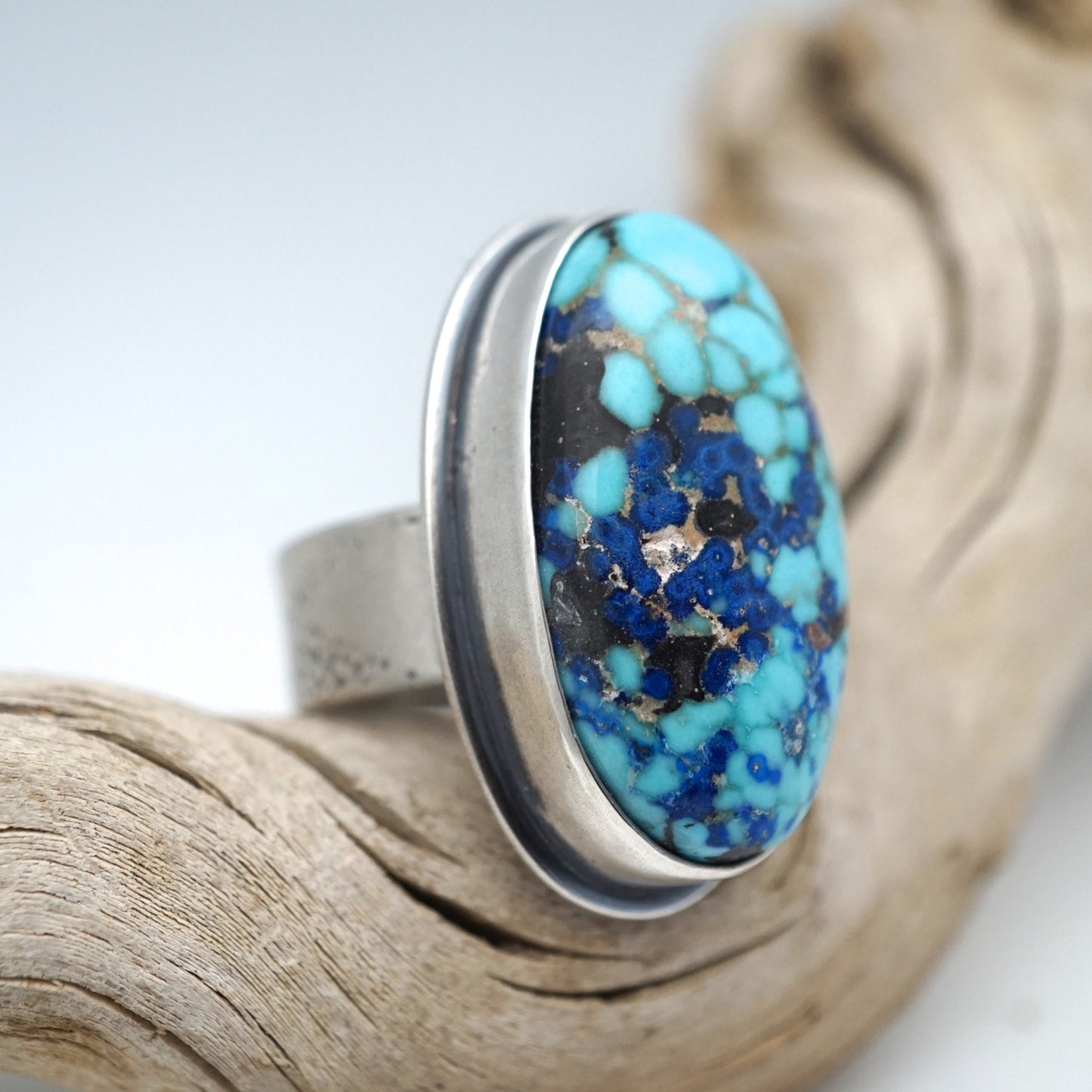 crazy kingman turquoise statement ring - size 7.75 - Lumenrose