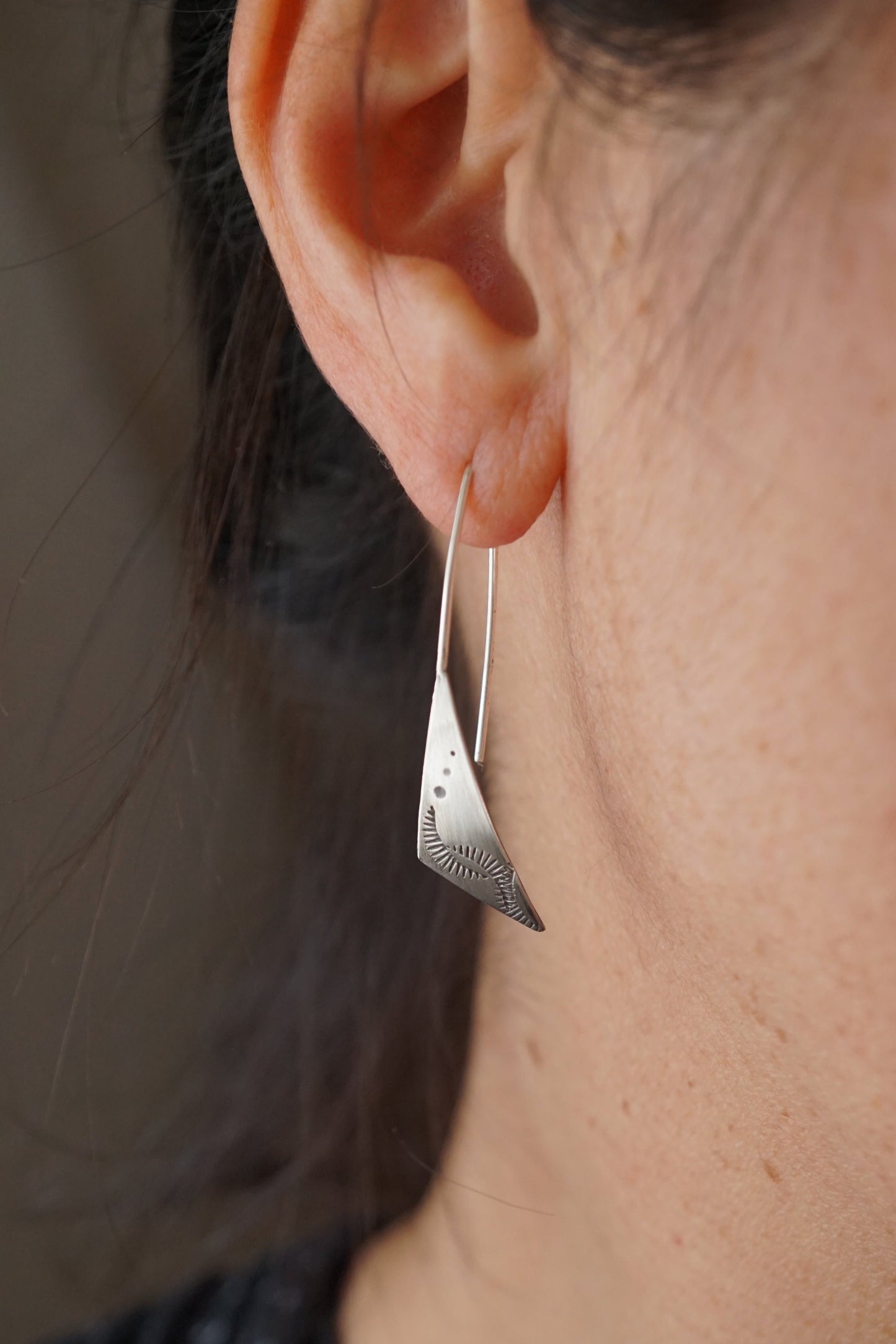 cutie silver stamped earrings #3 - Lumenrose