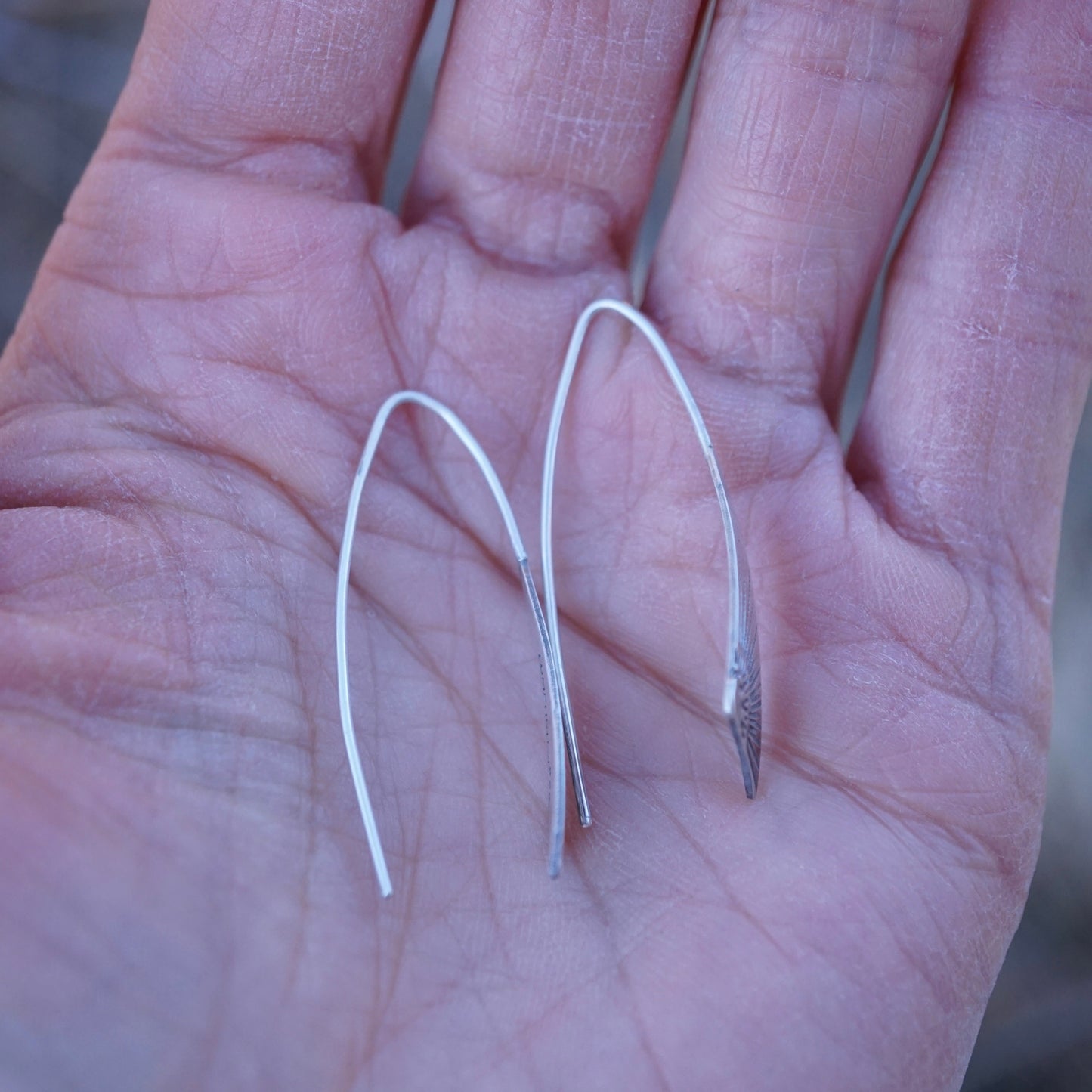 cutie silver stamped earrings with sunray design #1 - Lumenrose