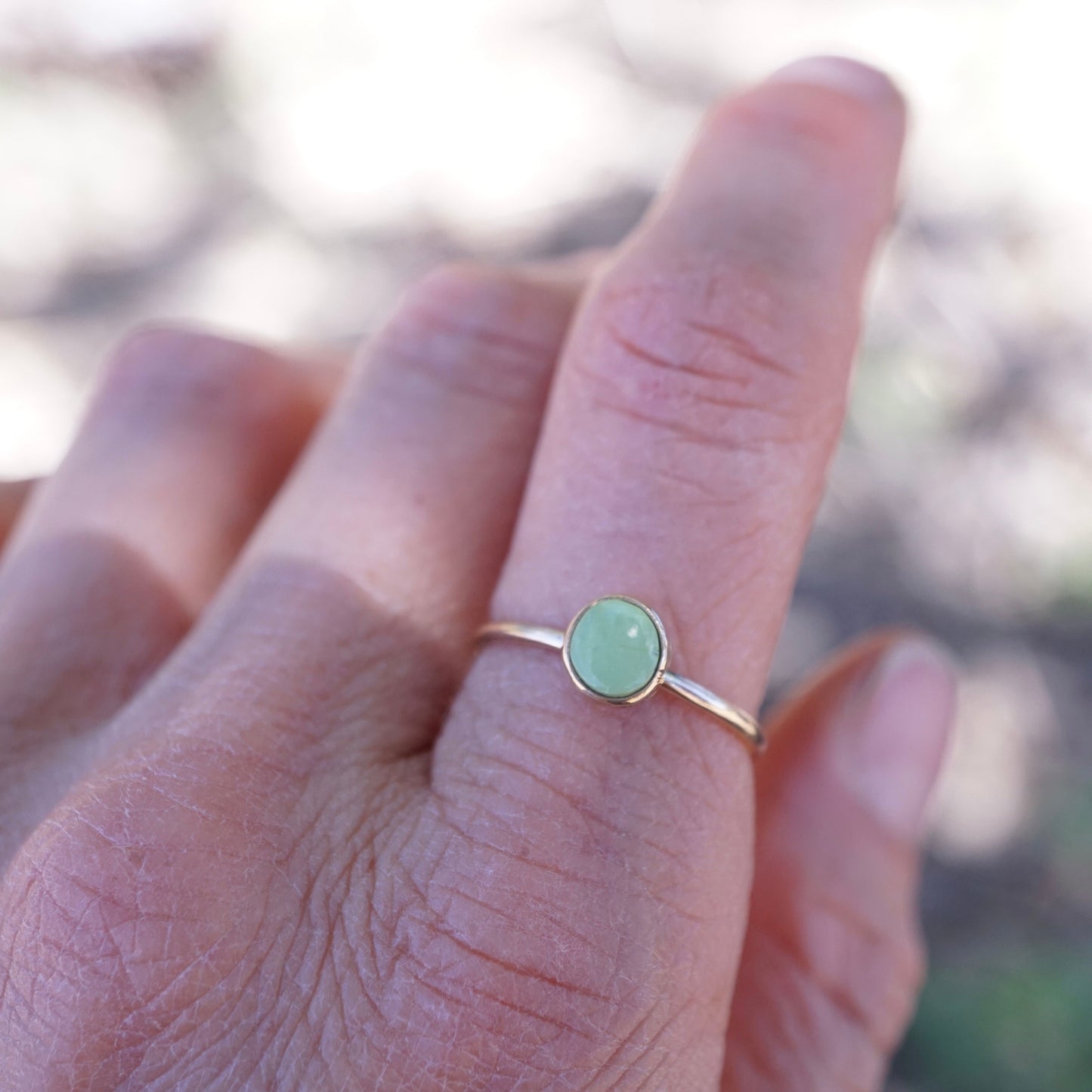 dainty 14k goldfill + sonoran gold turquoise stacking ring - size 7 - Lumenrose
