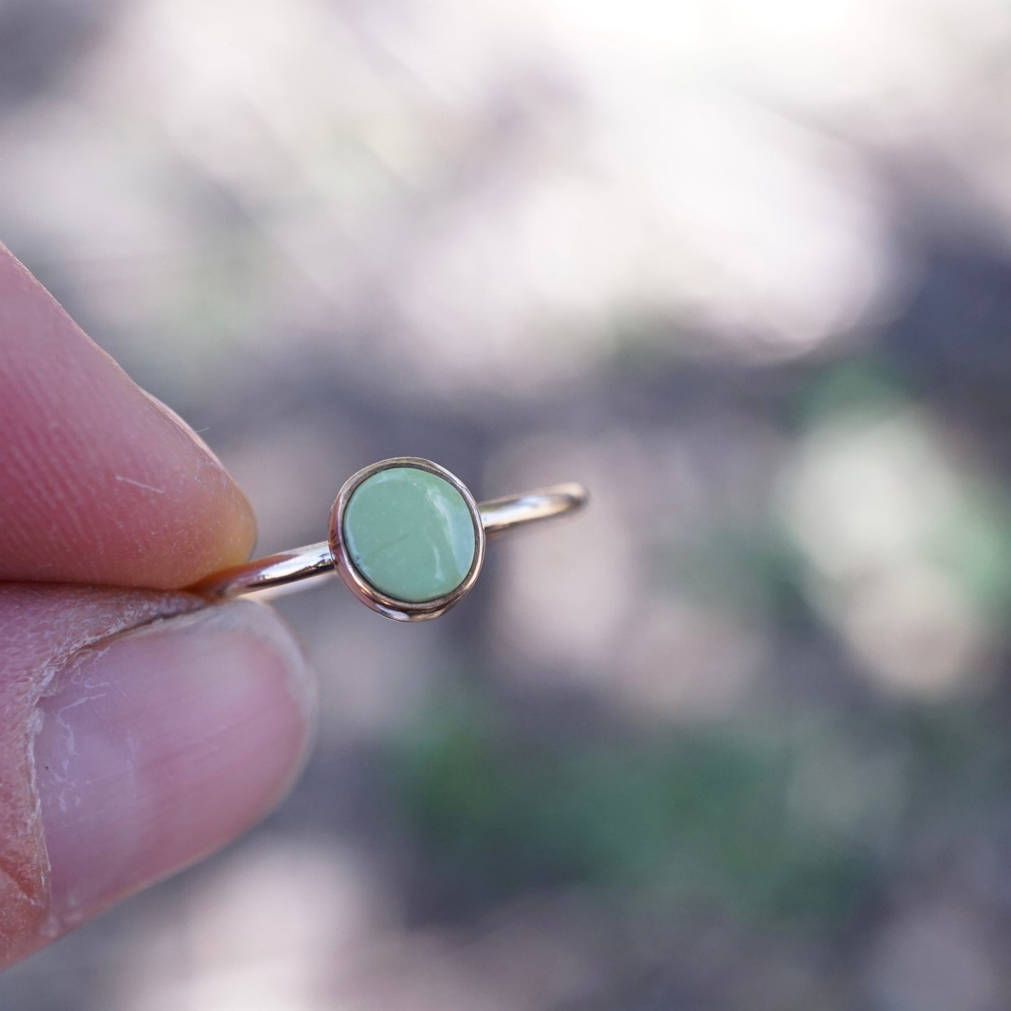 dainty 14k goldfill + sonoran gold turquoise stacking ring - size 7 - Lumenrose