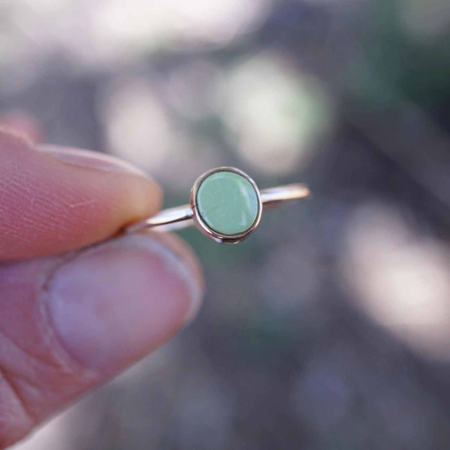 dainty 14k goldfill + sonoran gold turquoise stacking ring - size 7 - Lumenrose