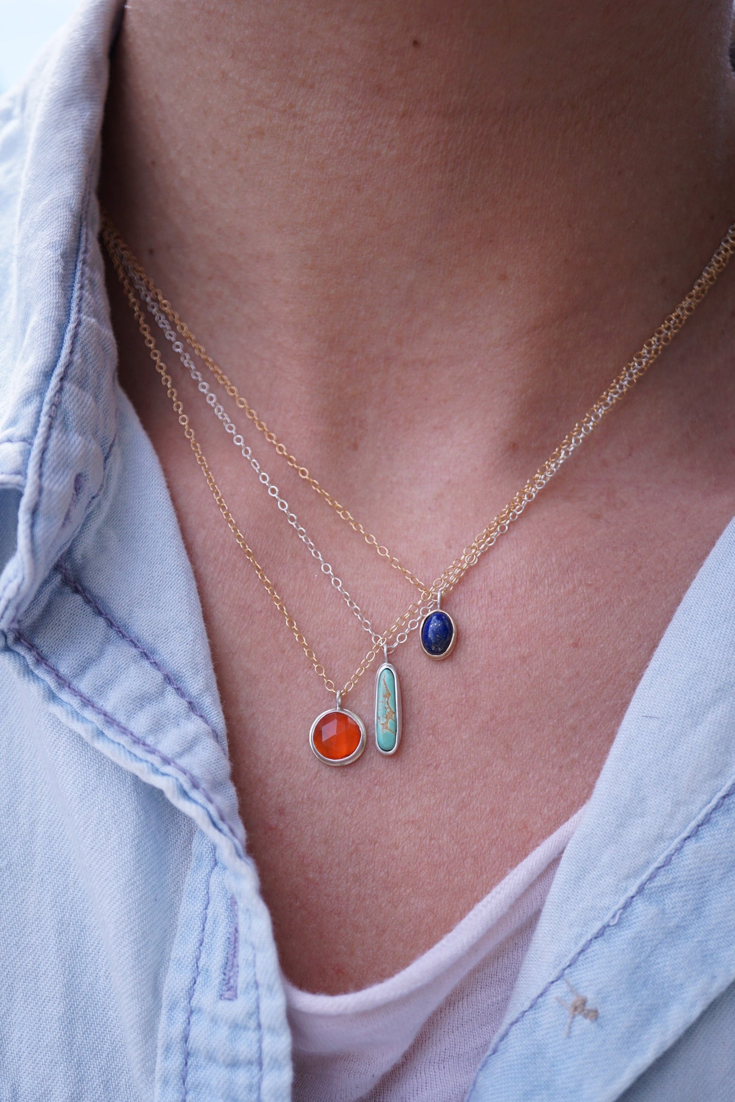 dainty carnelian + 14k goldfill + silver necklace - 18" chain - Lumenrose