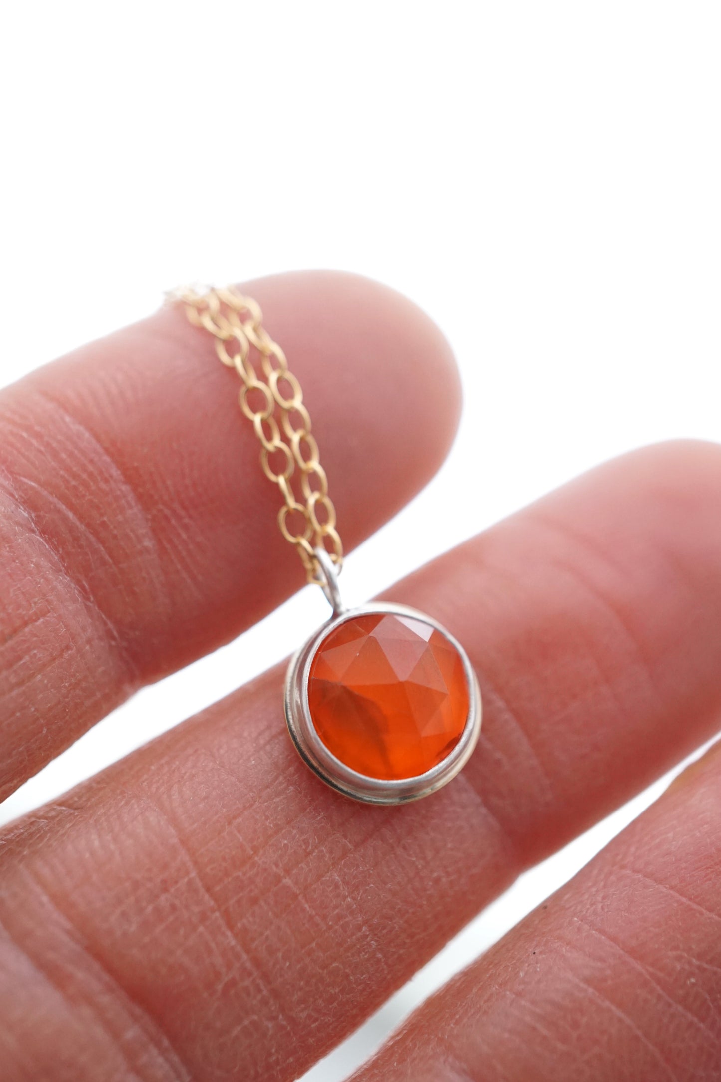 dainty carnelian + 14k goldfill + silver necklace - 18" chain - Lumenrose