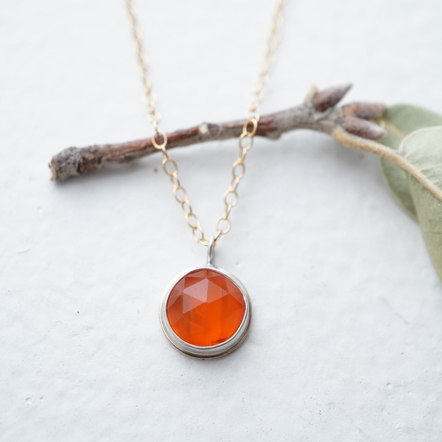 dainty carnelian + 14k goldfill + silver necklace - 18" chain - Lumenrose