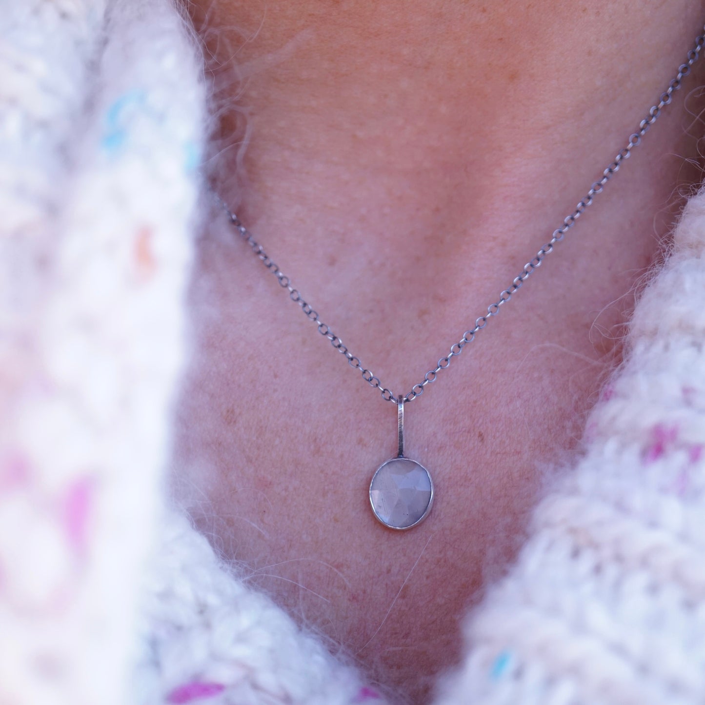 dainty chocolate moonstone necklace - Lumenrose
