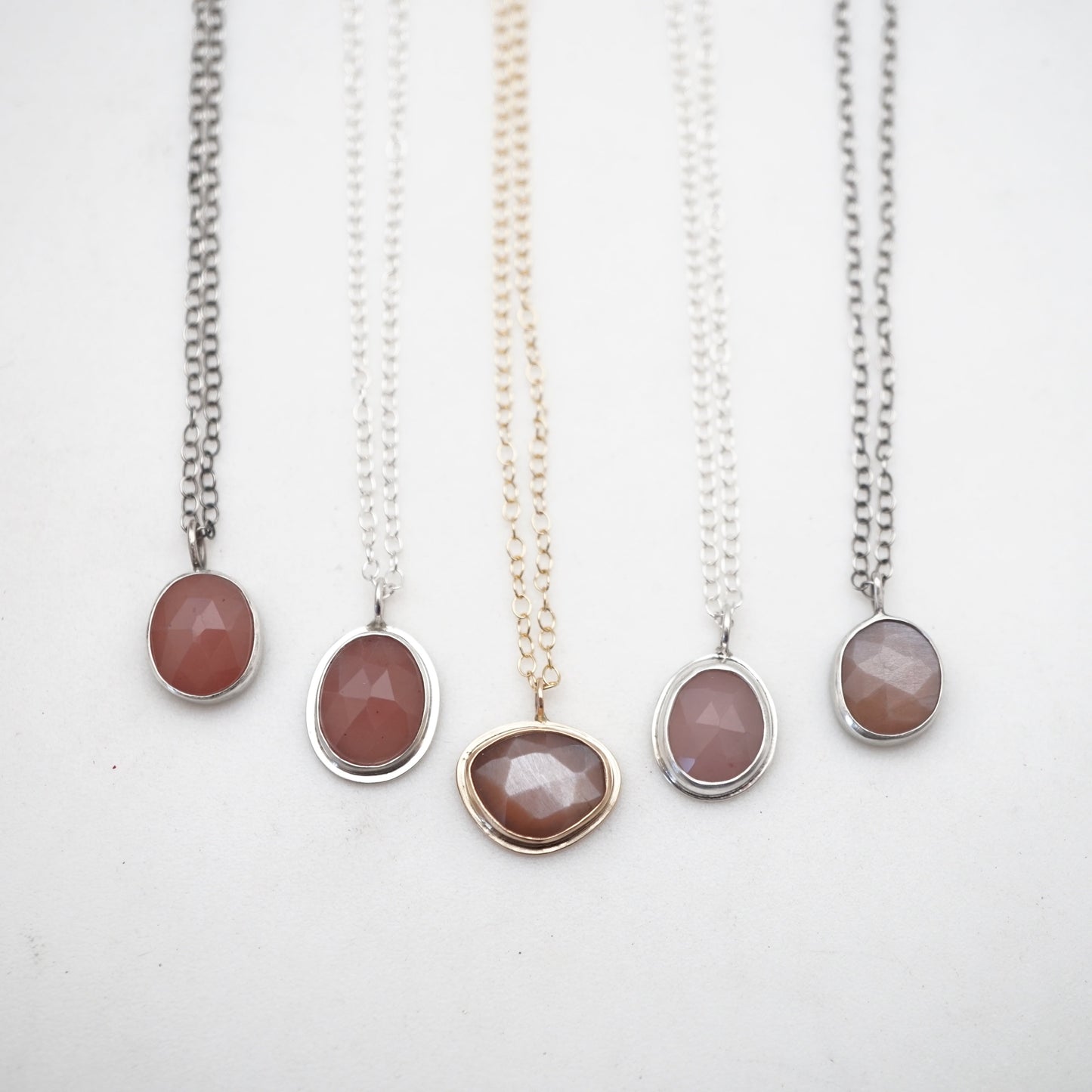 dainty chocolate moonstone necklace in 14k goldfill - 18" chain - Lumenrose