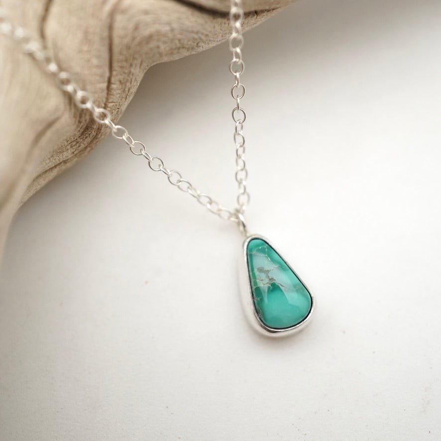dainty emerald valley turquoise necklace - 18" chain - Lumenrose