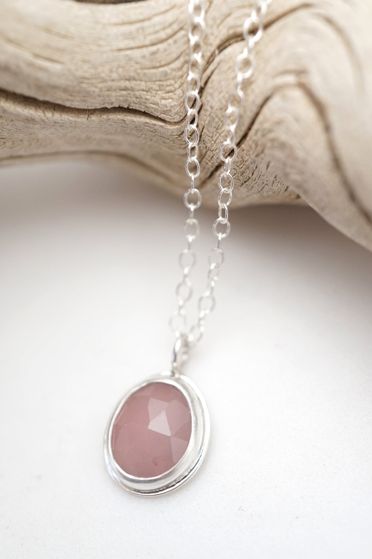 dainty guava quartz necklace #1 - 18" chain - Lumenrose